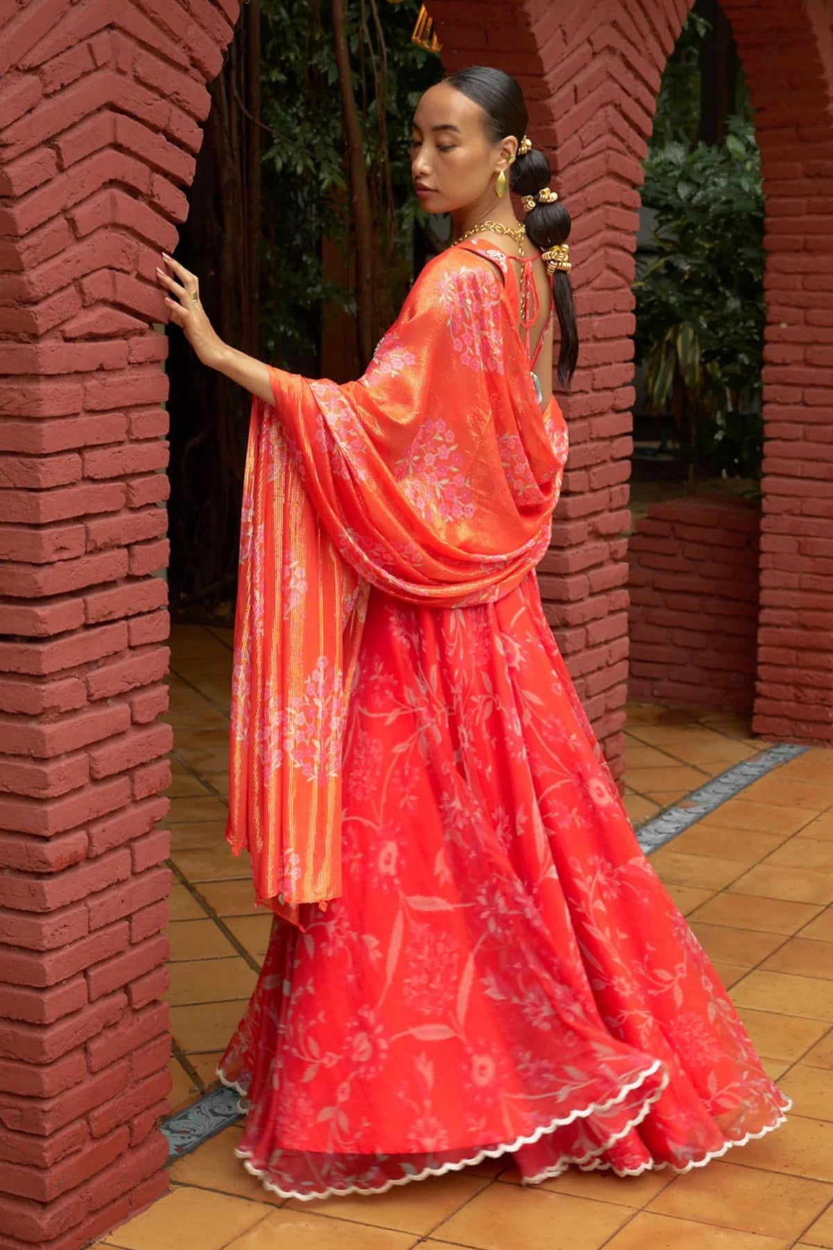 Coral Lehenga Set