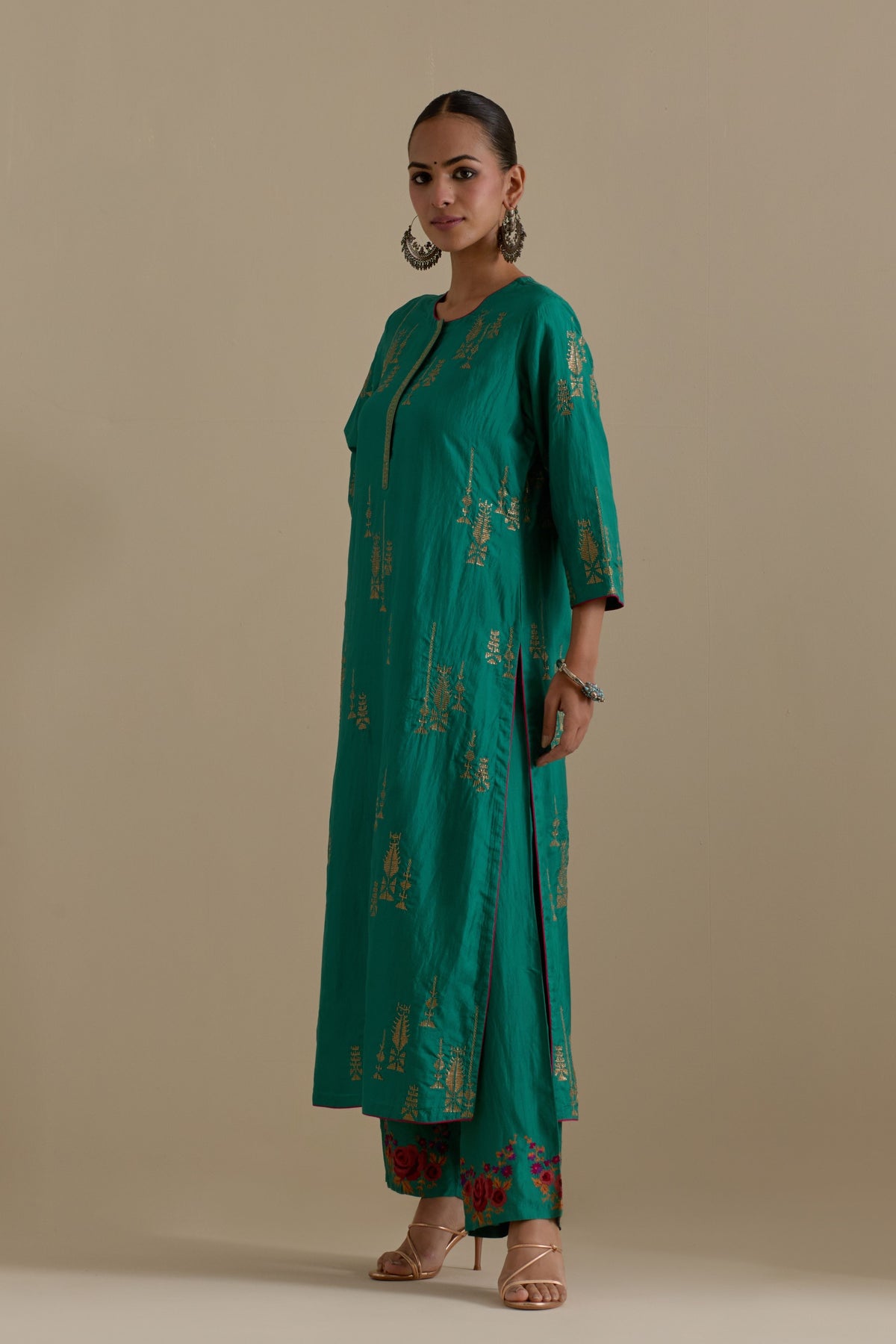 Persian Green Silk Kurta Set