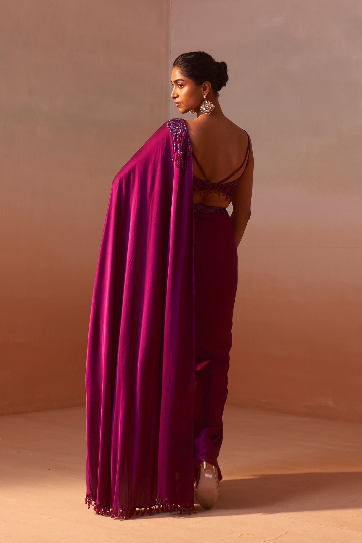 Purple Draped Saree