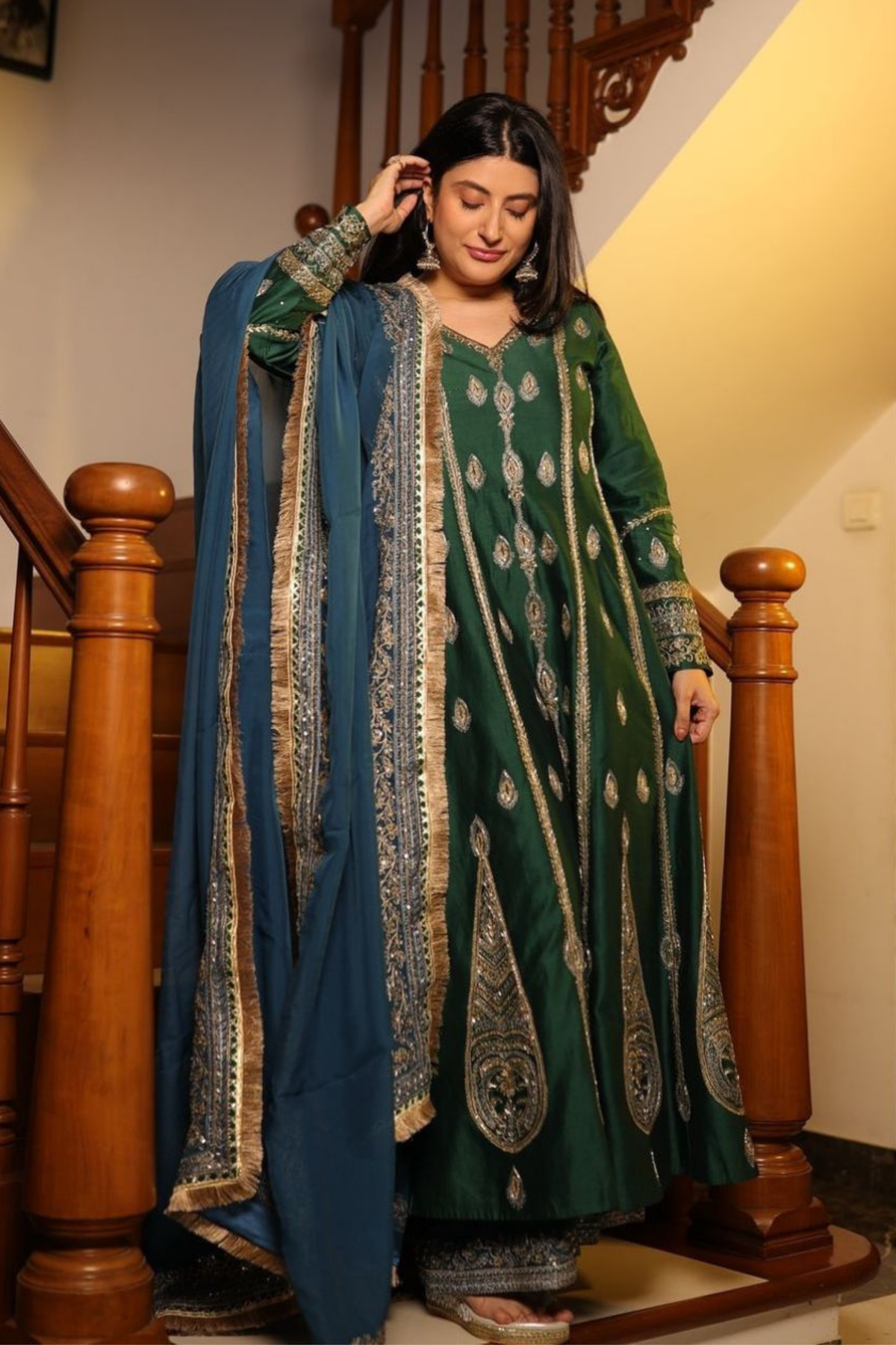 Afsana Anarkali Set Green