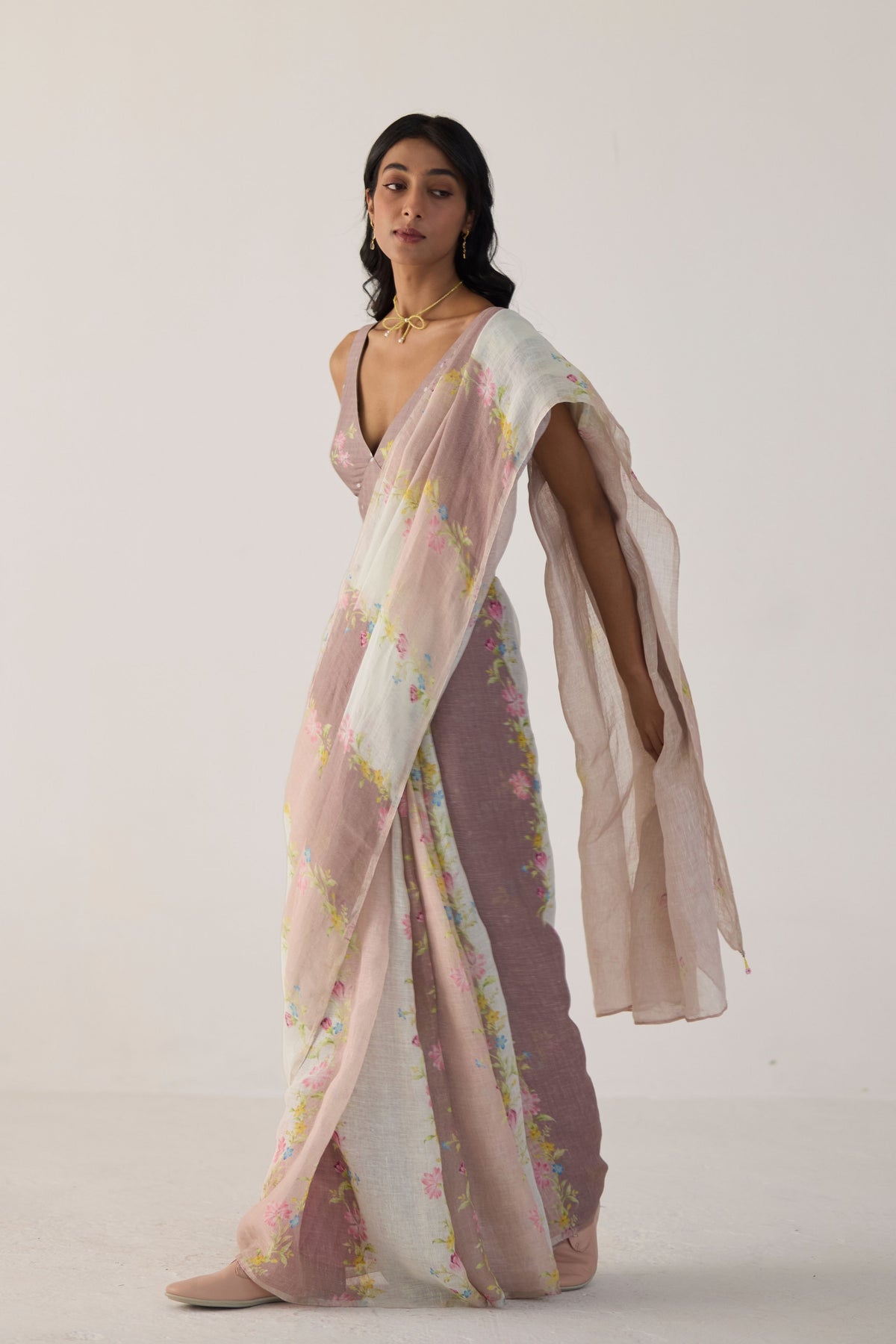 Meander Brown Sari