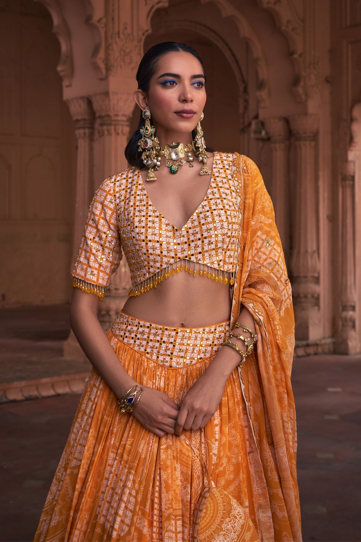 Mustard Lehenga Set