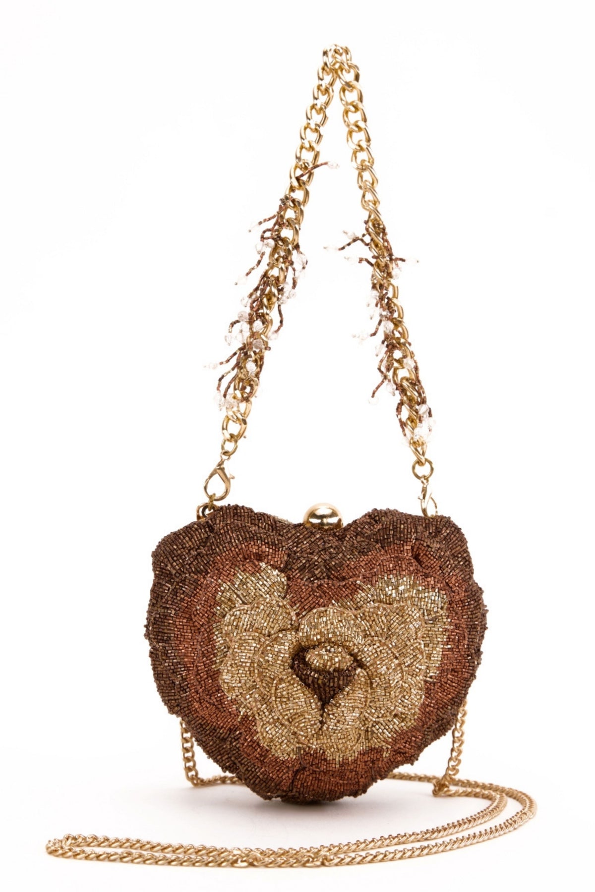 Isa Beaded Heart Clutch – Copper