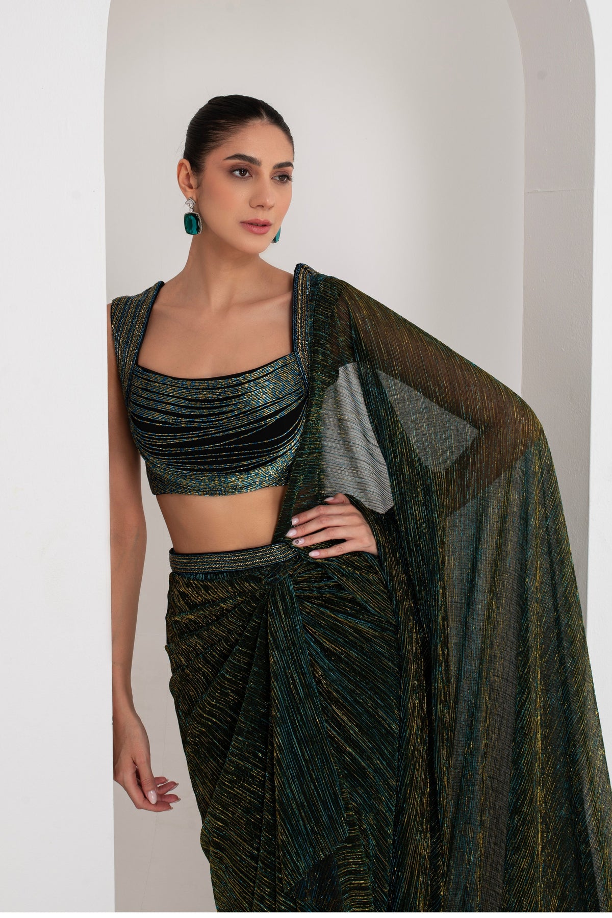 Black Nalki Draped Saree