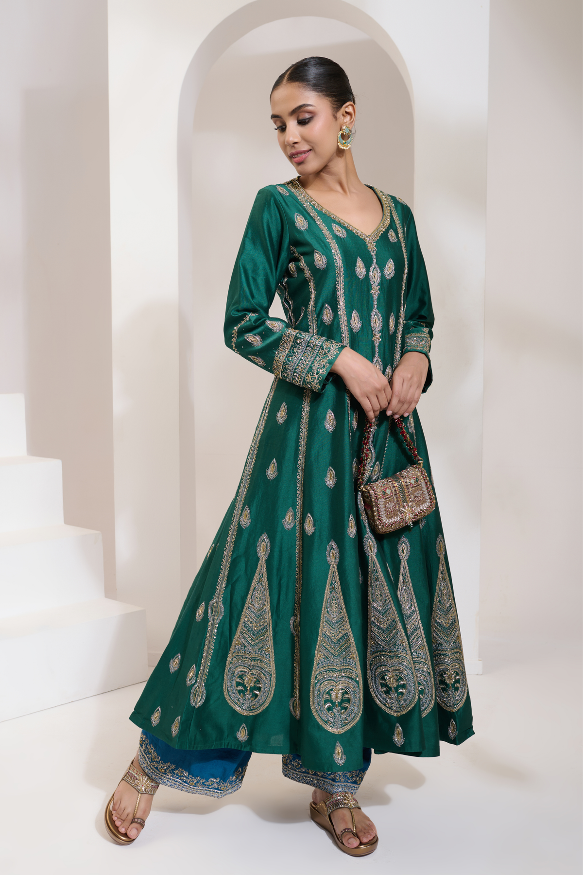 Afsana Anarkali Set Green