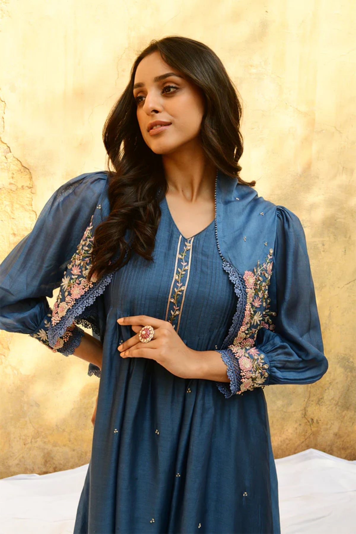 Blue Mystic Knot Jacket Kurta Set