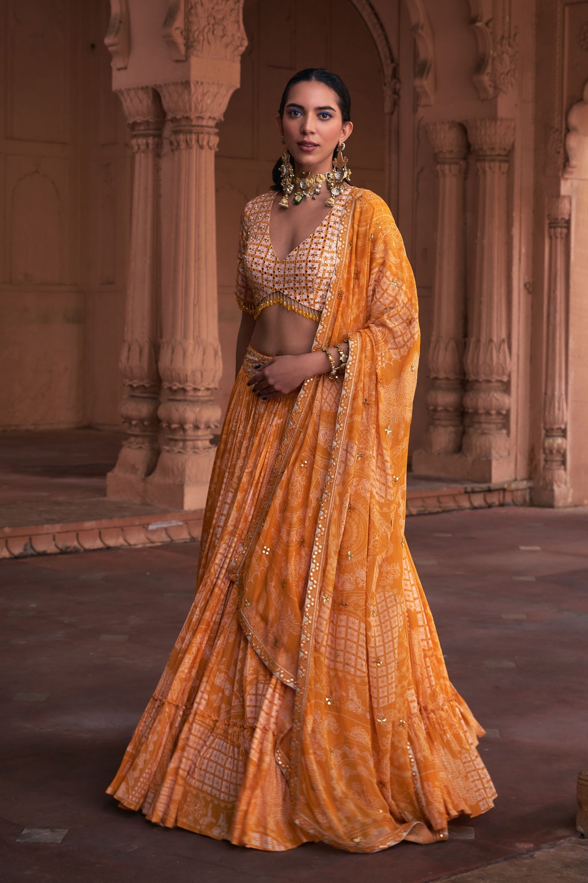 Mustard Lehenga Set