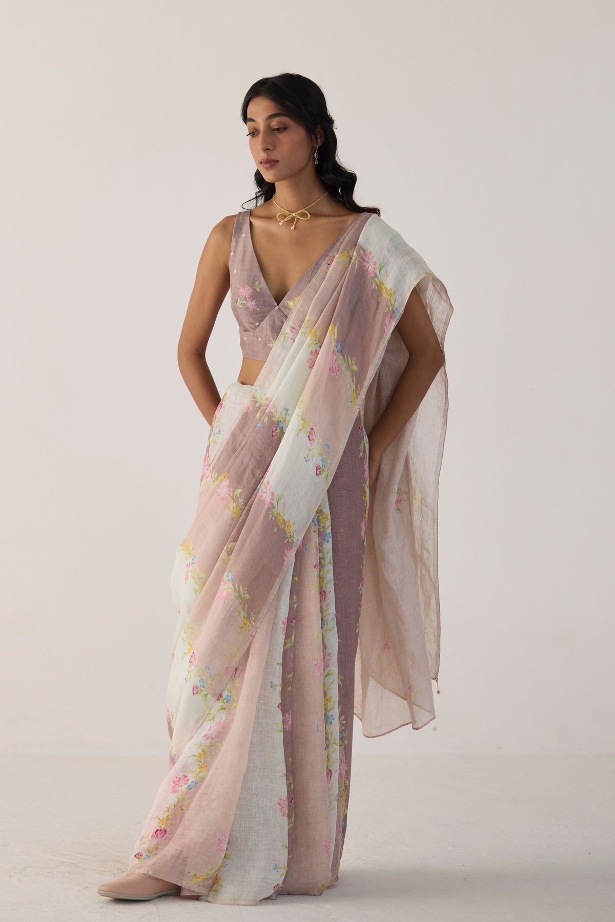 Meander Brown Sari