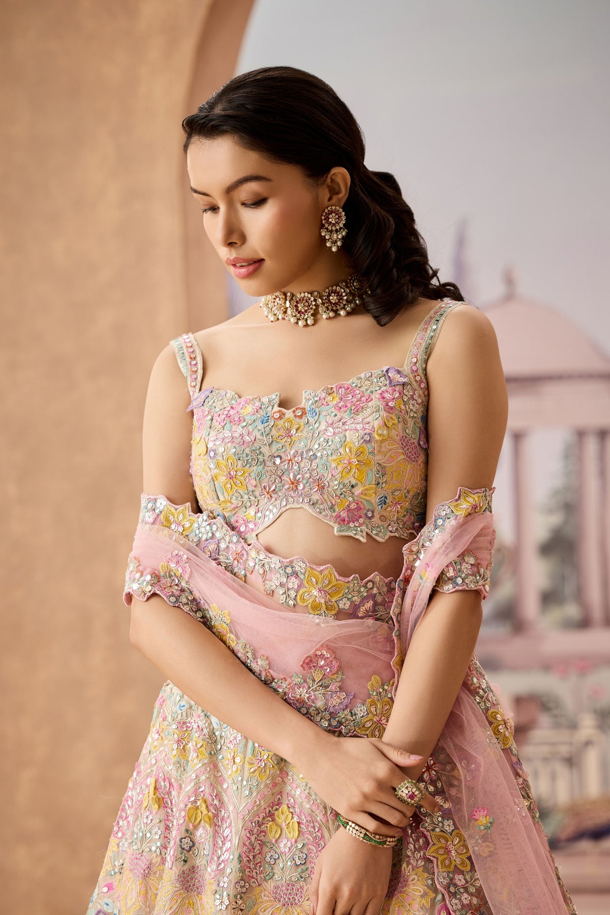 Mbb White Bird Lehenga  Set