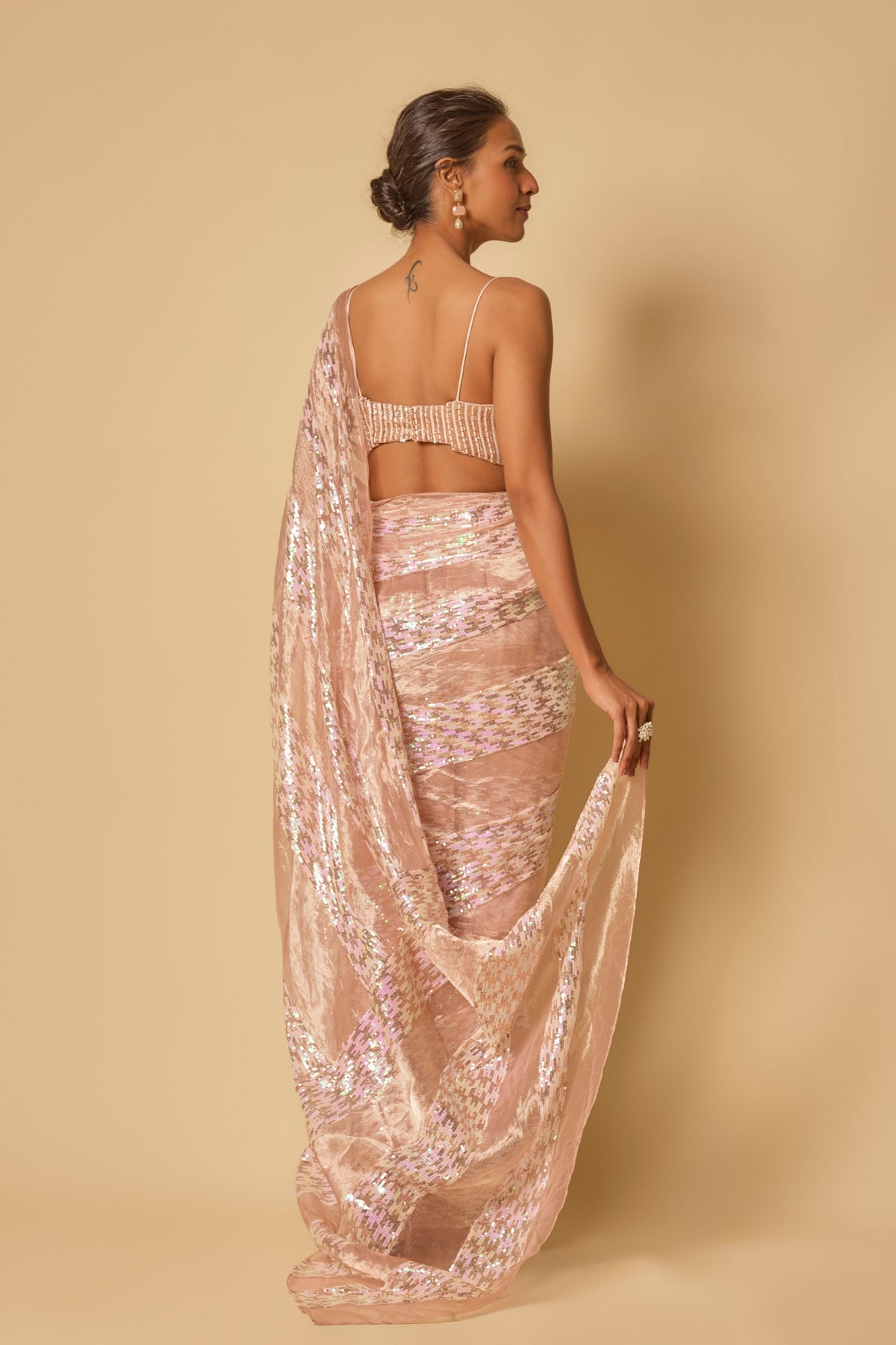 Pink Tissue Saree Set