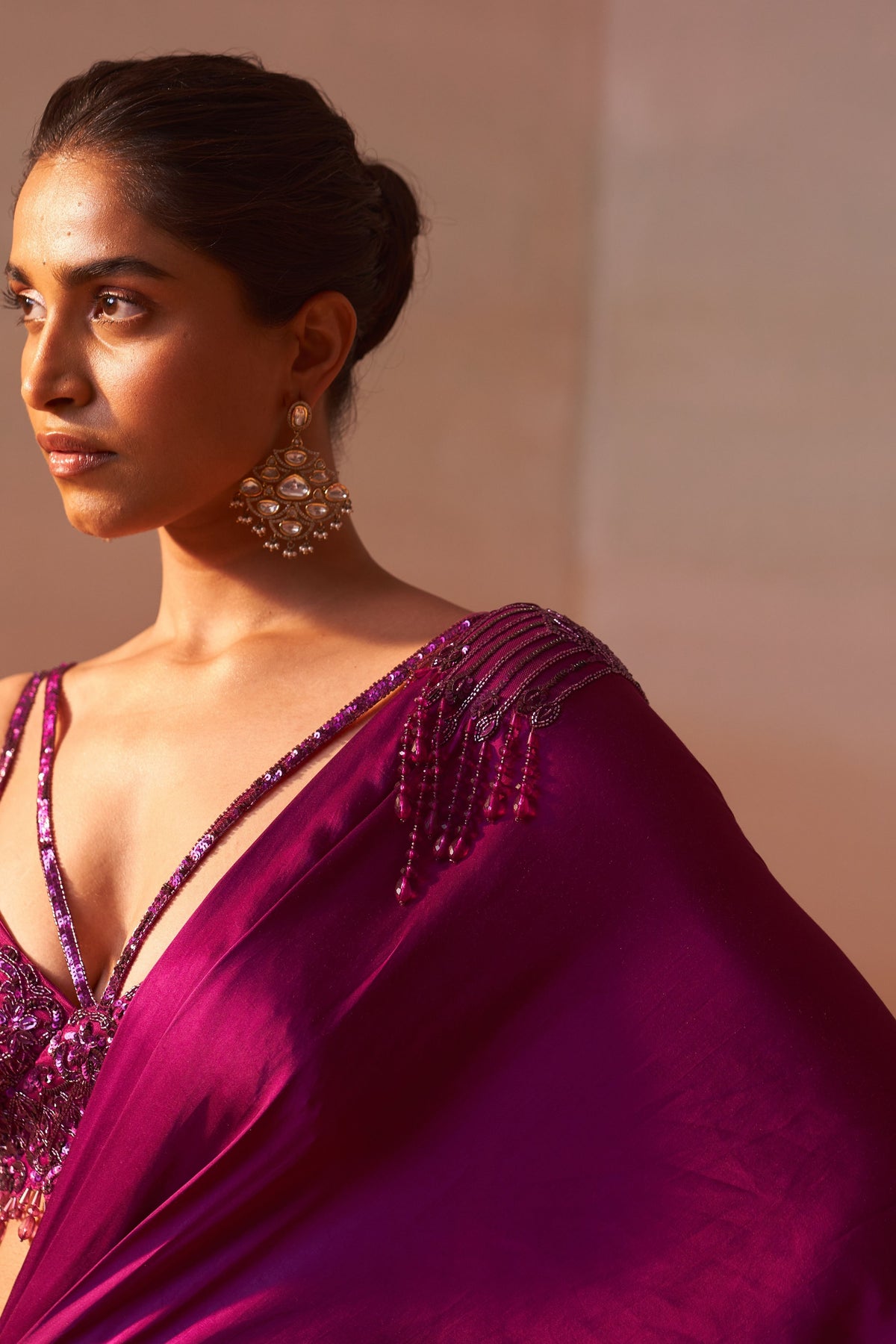 Purple Draped Saree