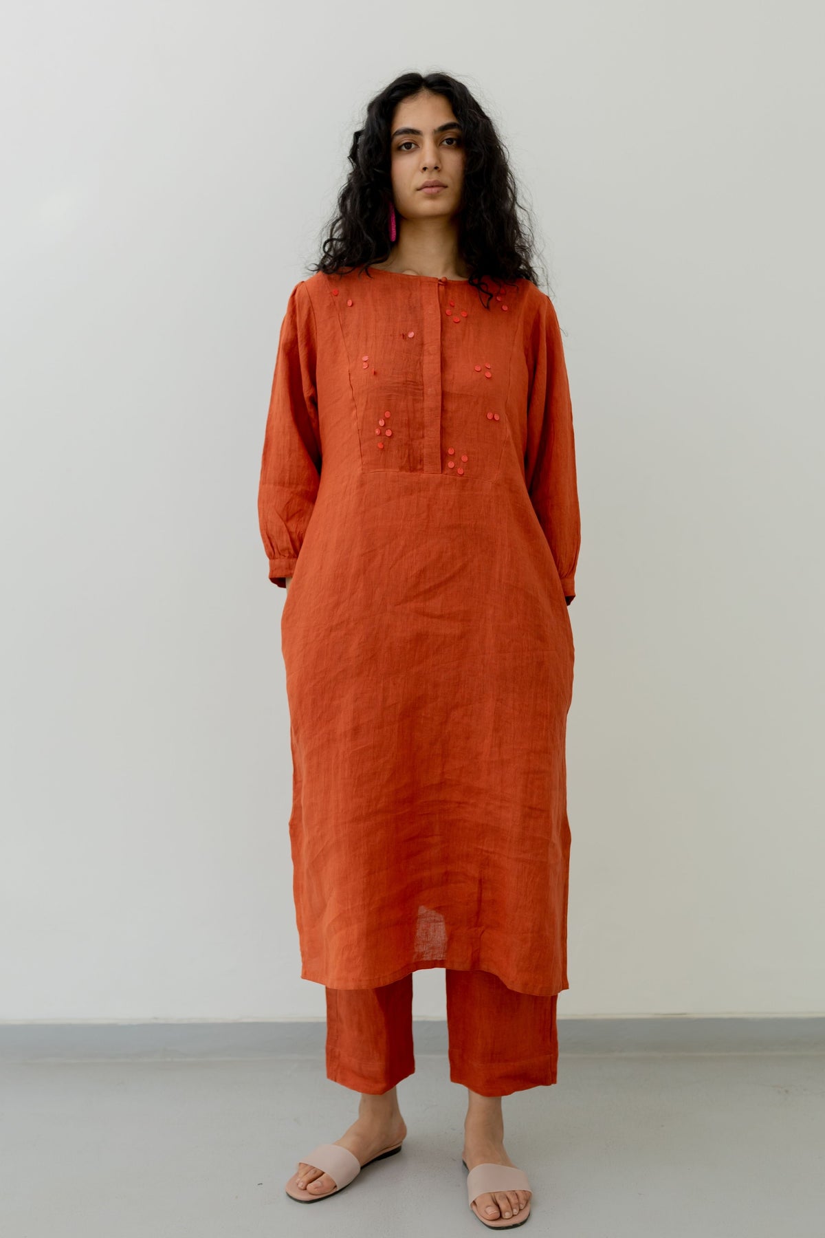 Ginger Orange Straight Kurta Set