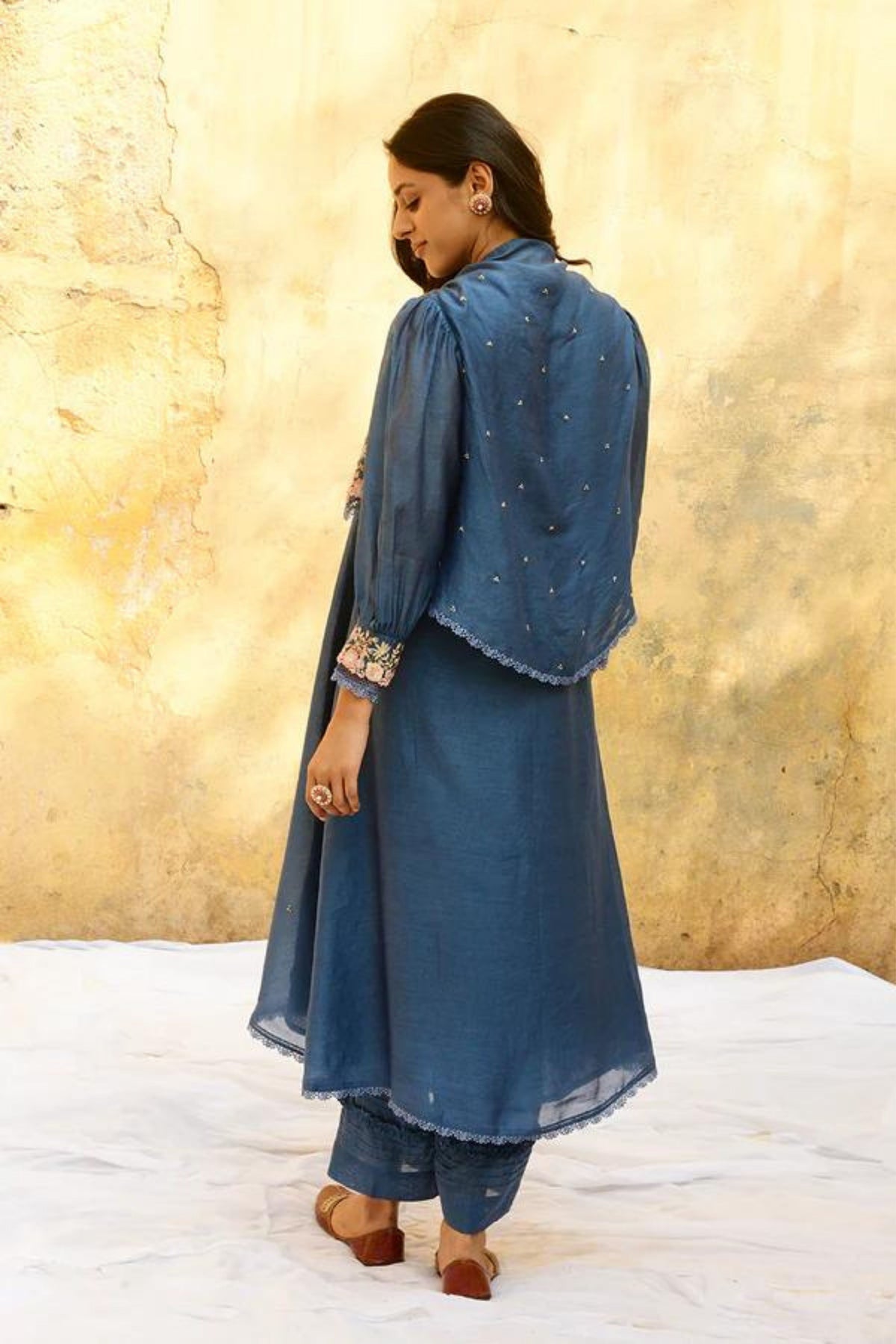 Blue Mystic Knot Jacket Kurta Set