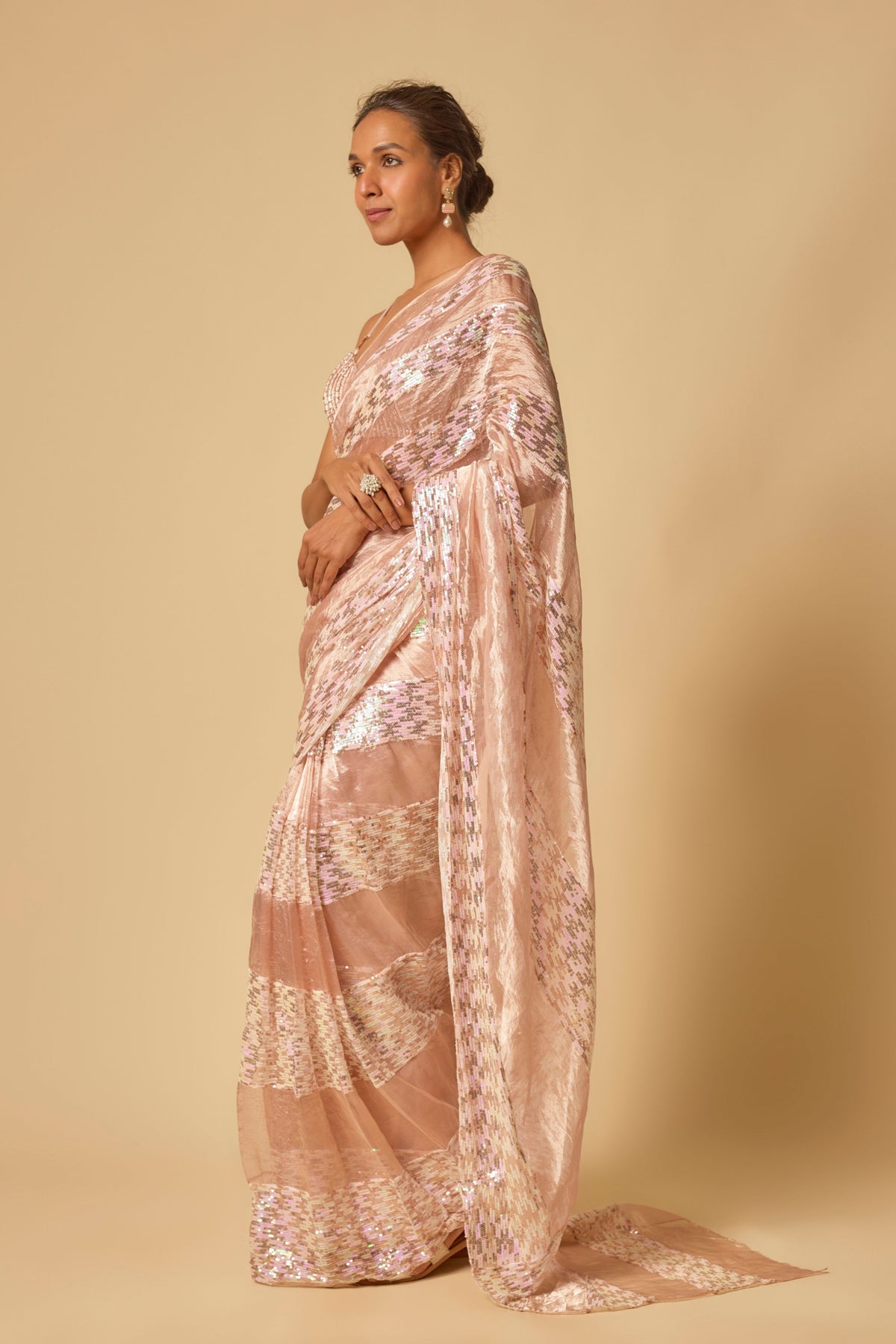 Pink Tissue Saree Set