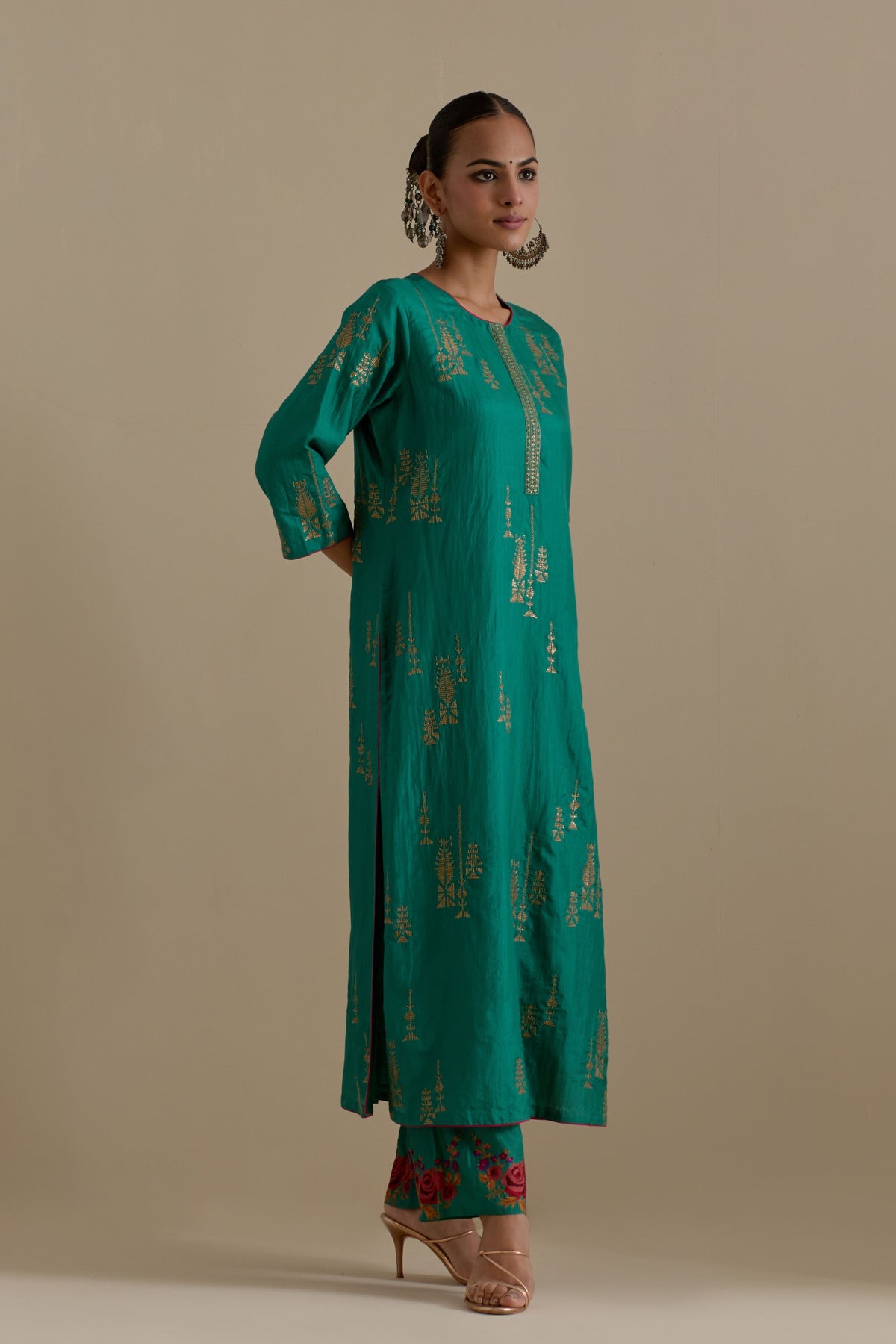 Persian Green Silk Kurta Set