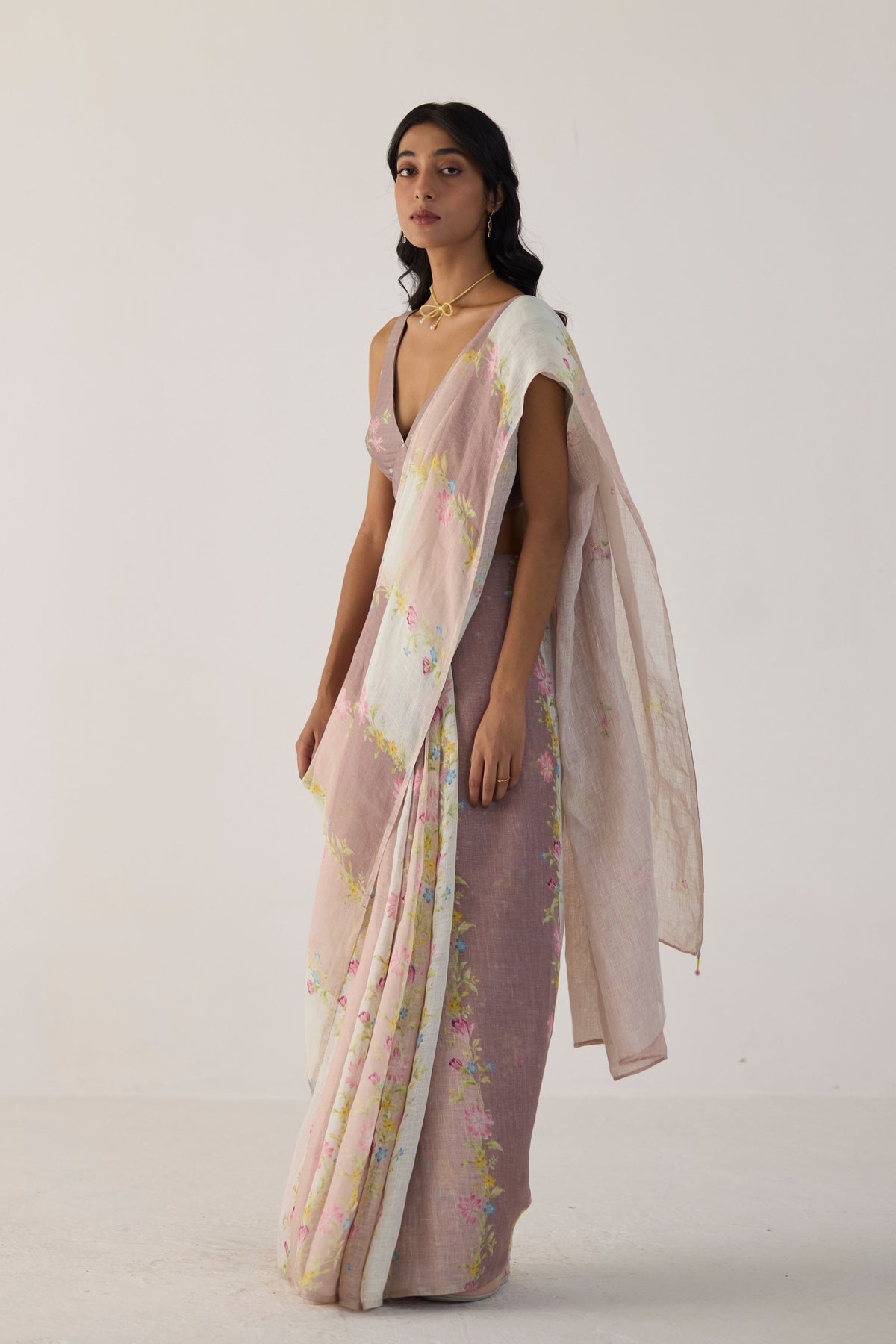 Meander Brown Sari