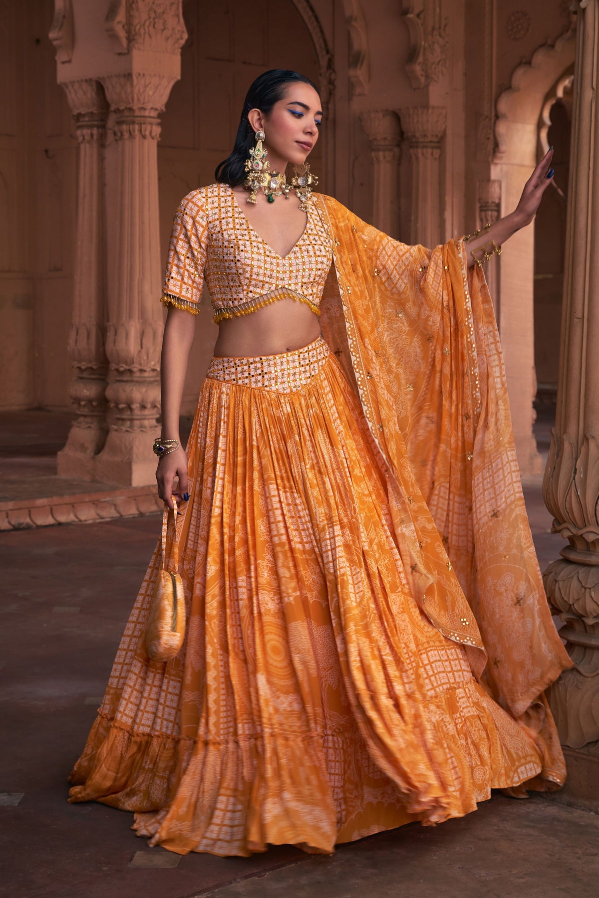 Mustard Lehenga Set