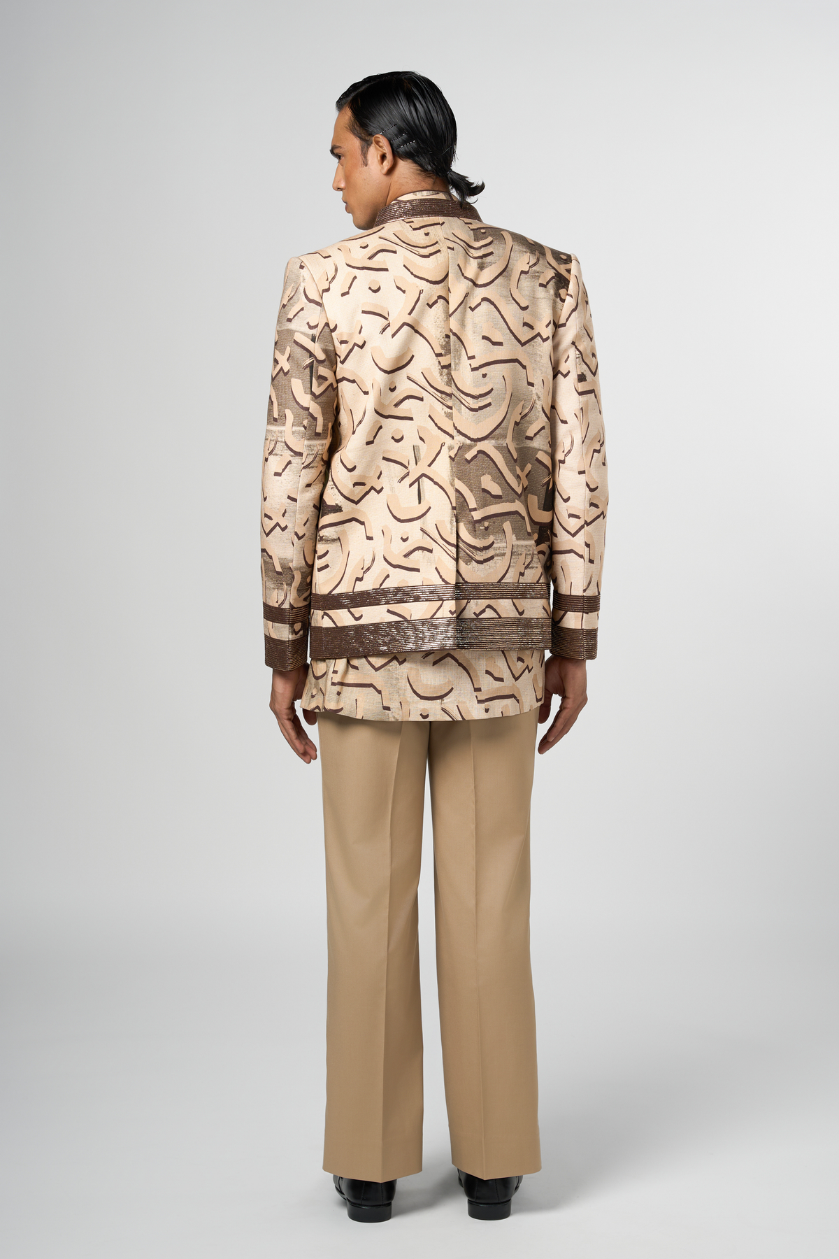 Beige Stucco Print Open Jacket