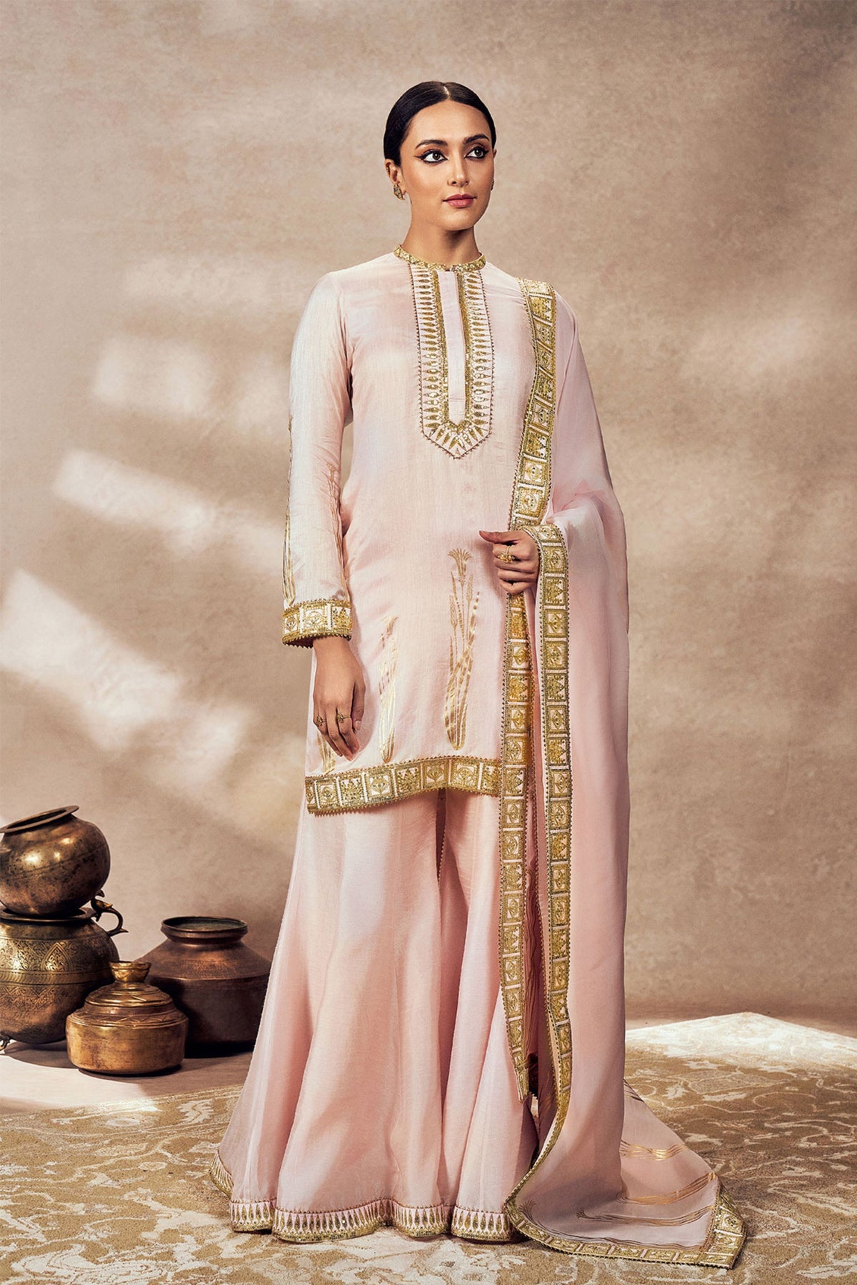 Pink Whispering Lily Sharara Set