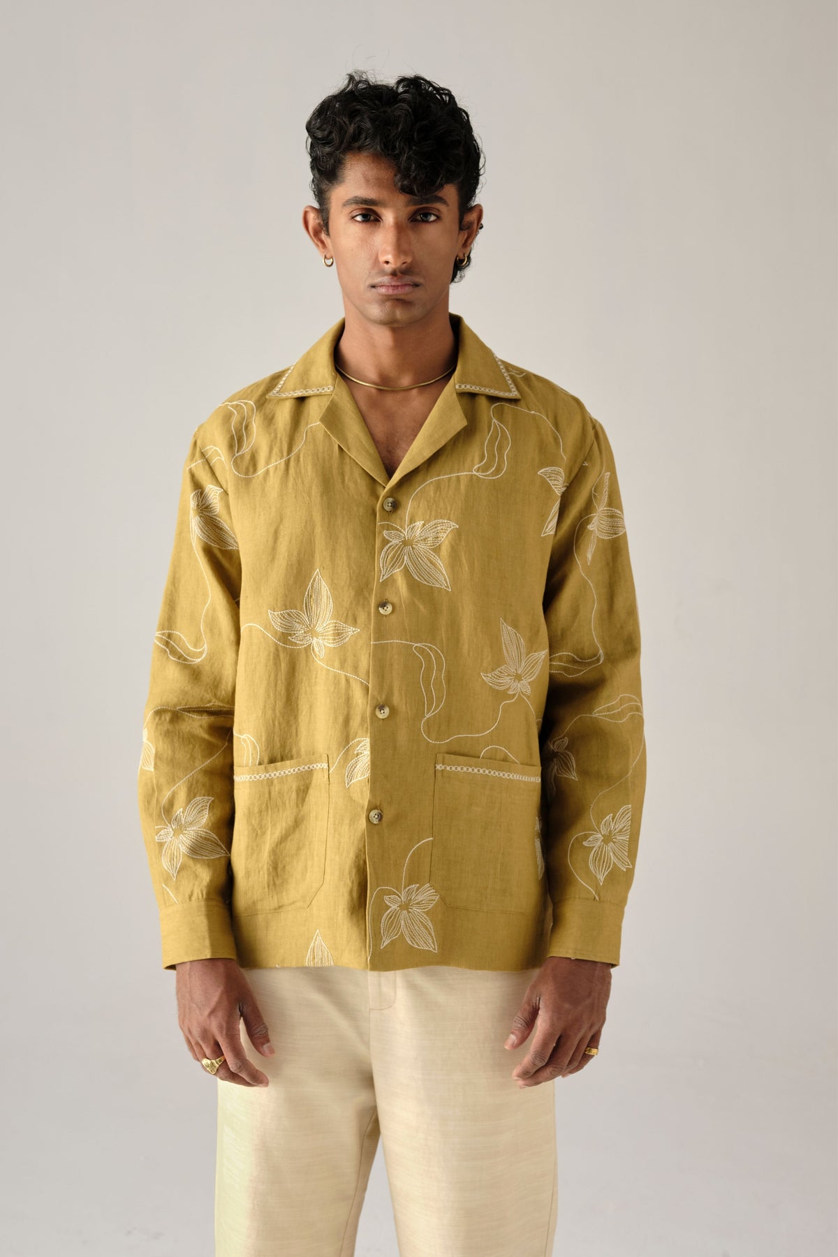 Floral Camo Mustard  Bloomer Shacket