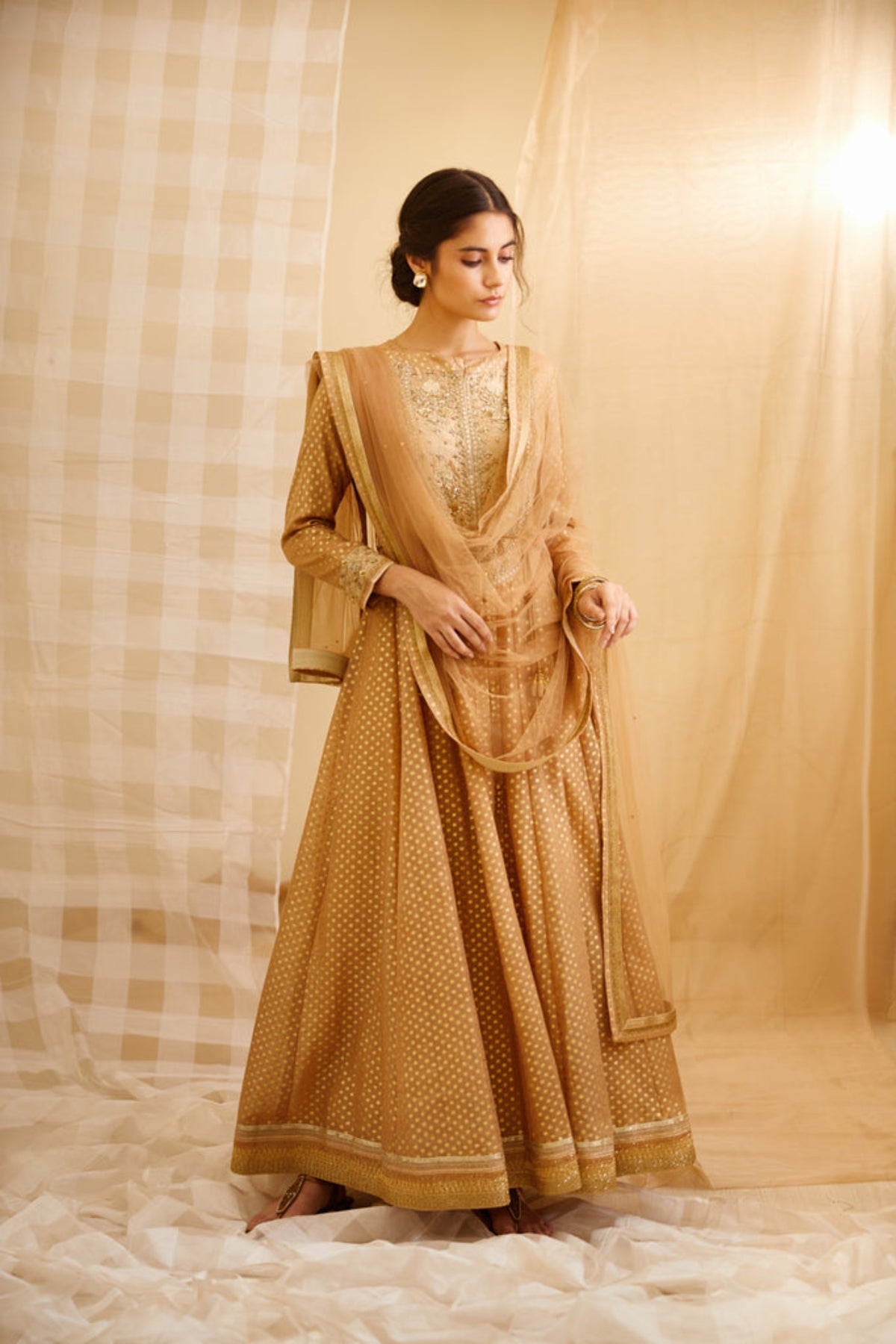 Gold anarkali set