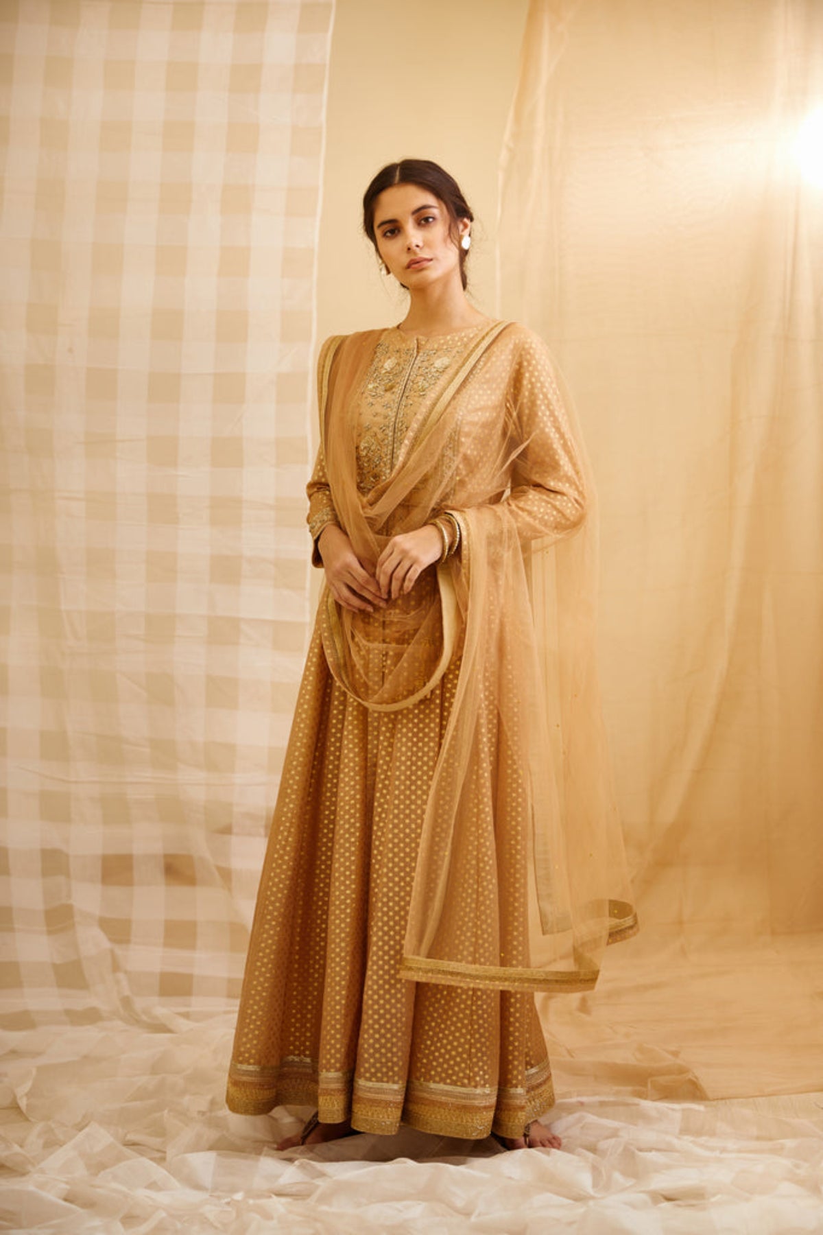 Gold anarkali set