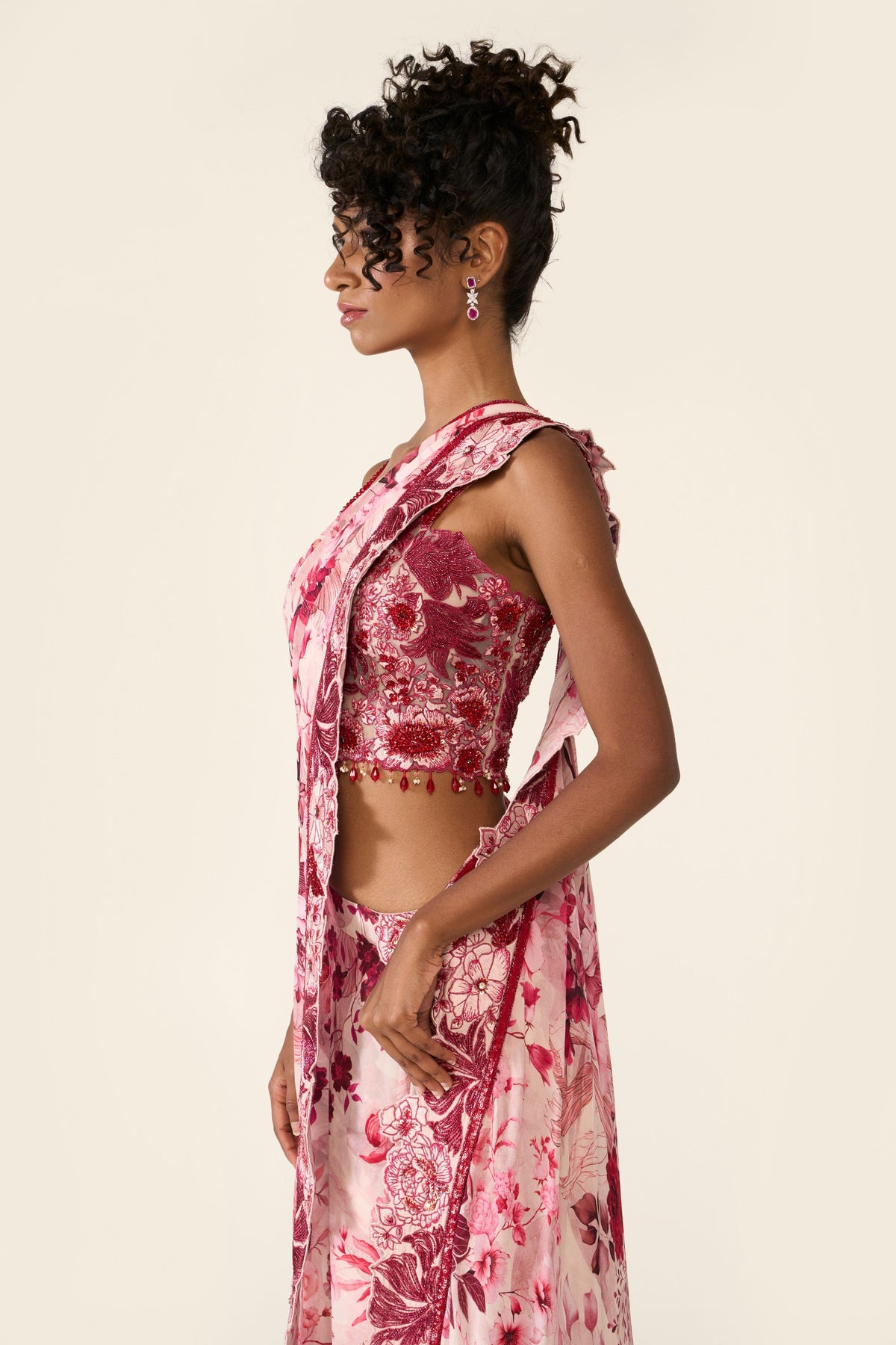 Pink Printed Concept Saree Set