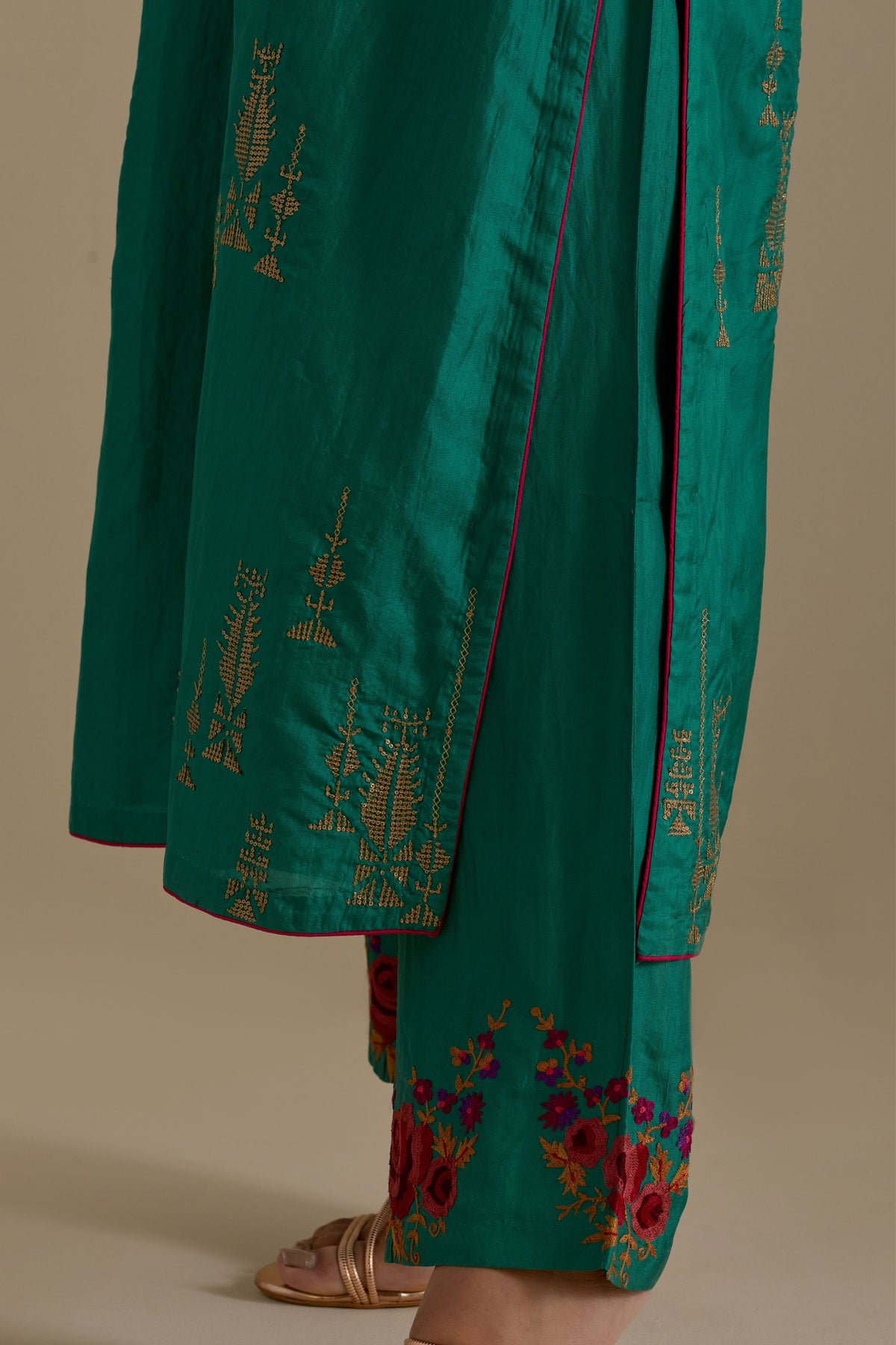 Persian Green Silk Kurta Set