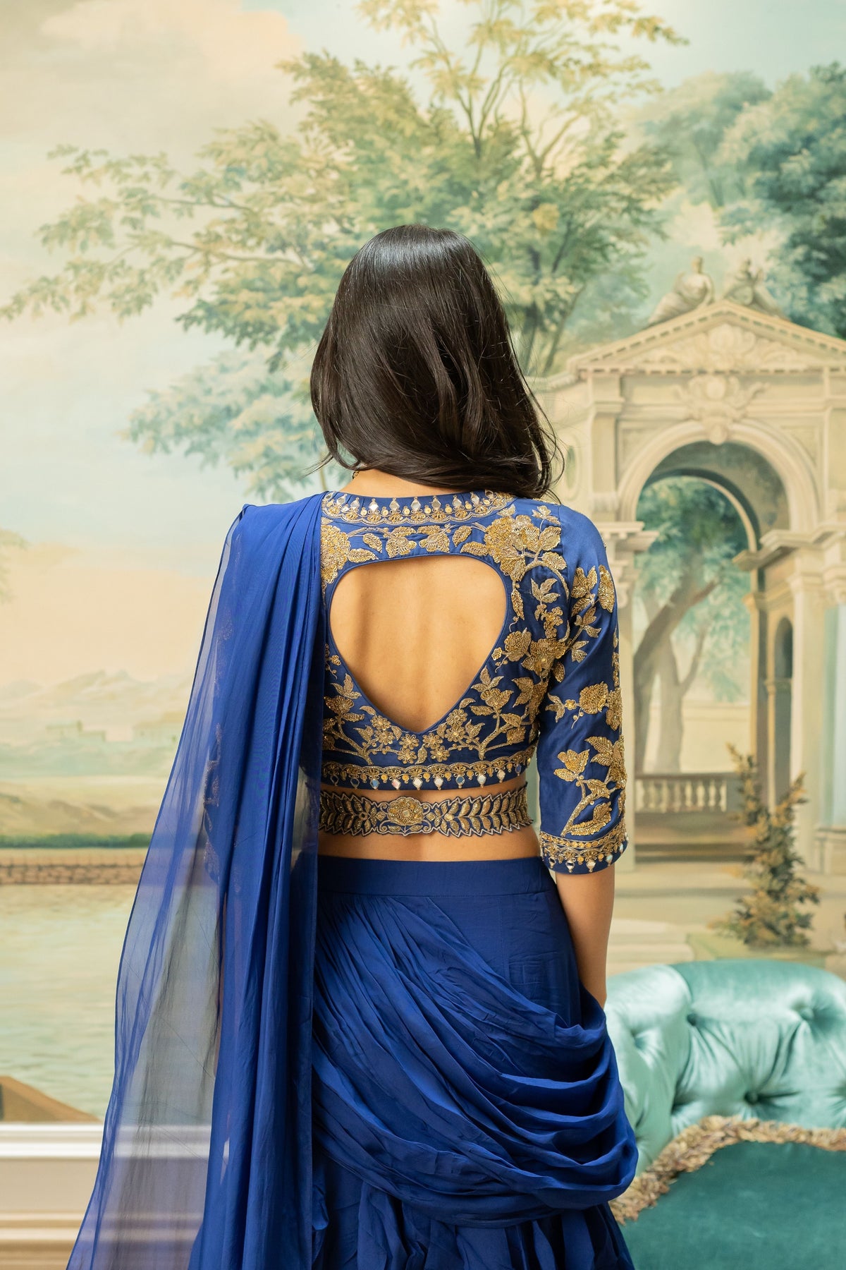 Electric Blue 3 Layer Saree Set