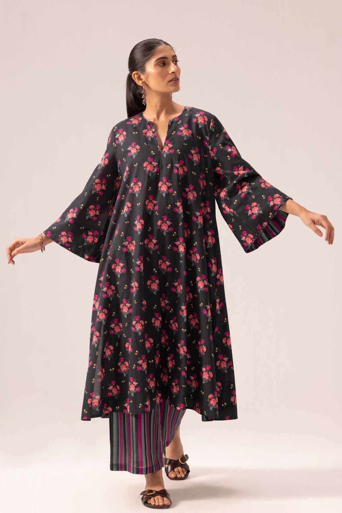 Hazel Phiran Black Kurta Set