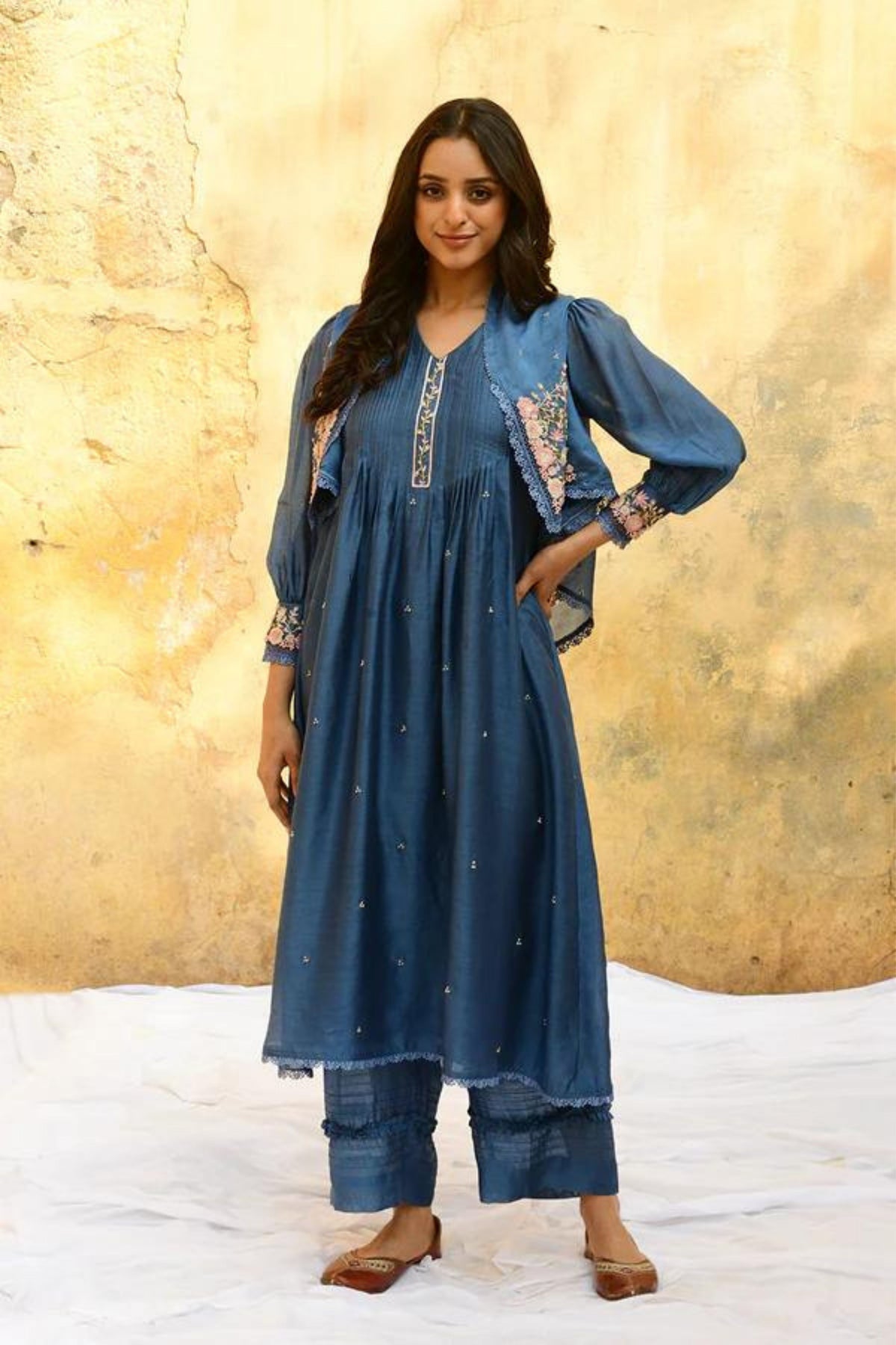 Blue Mystic Knot Jacket Kurta Set