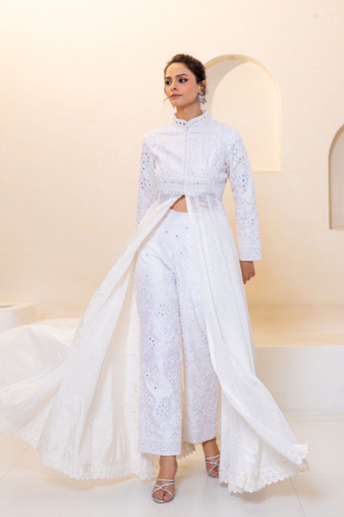 White Anarkali With Pant