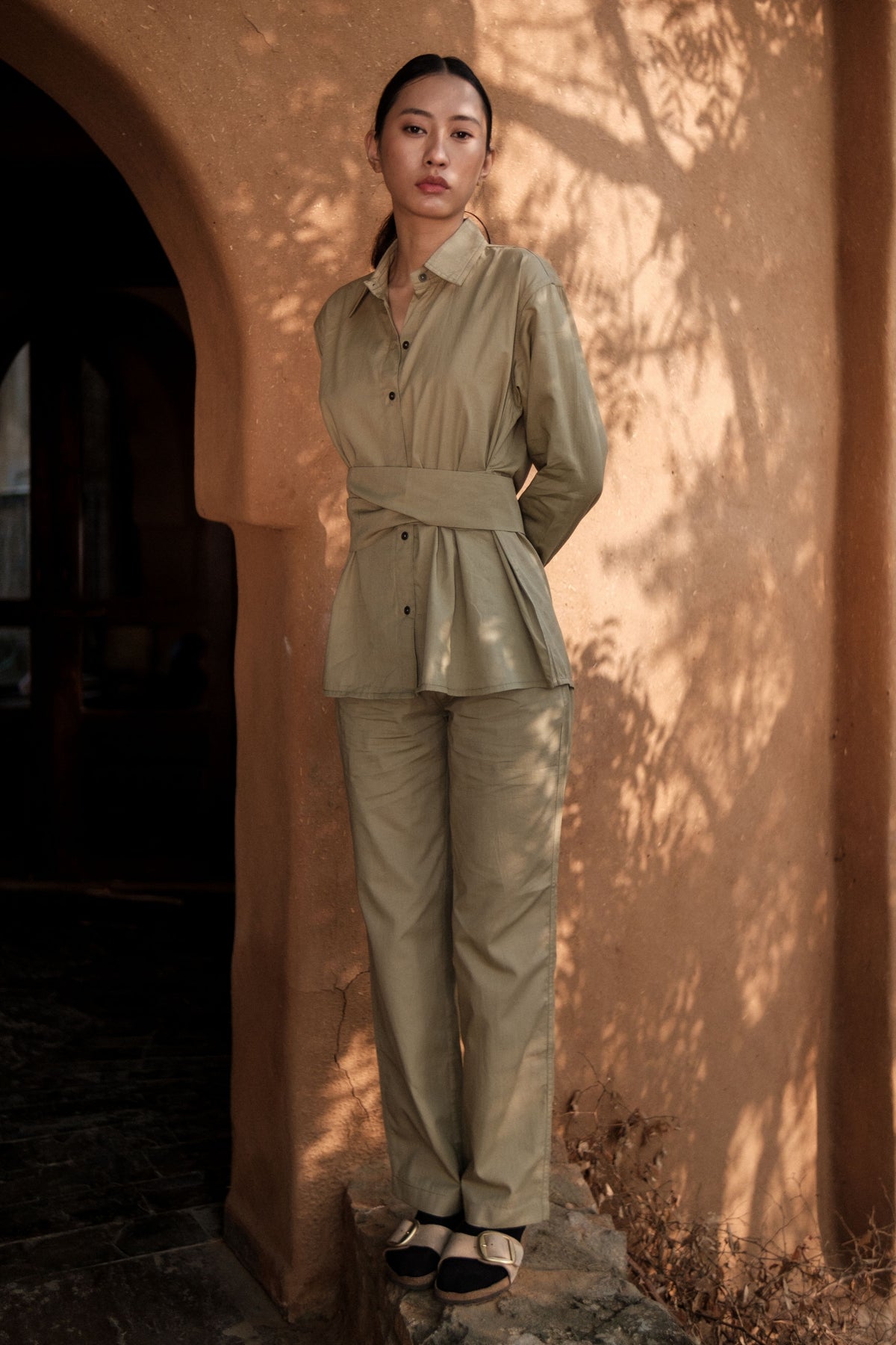 Khaki Sandra Straight Pants