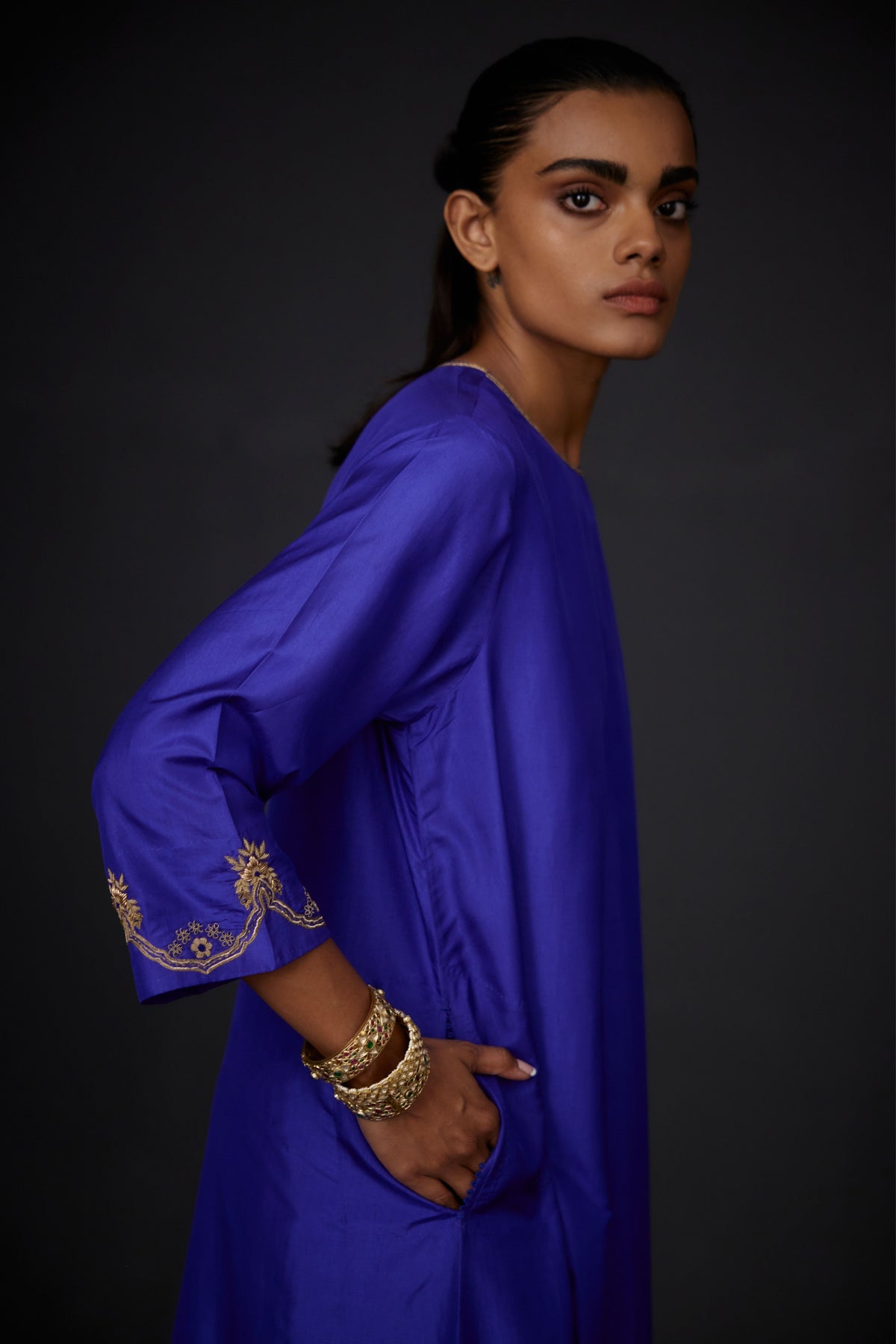 Persian Blue  Embroidered Tunic &amp; Trouser Set