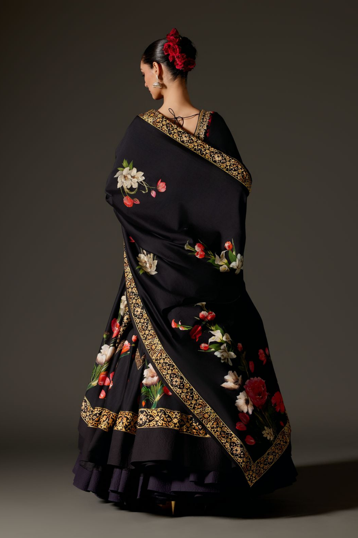 Black With Digital Print Anarkali Set