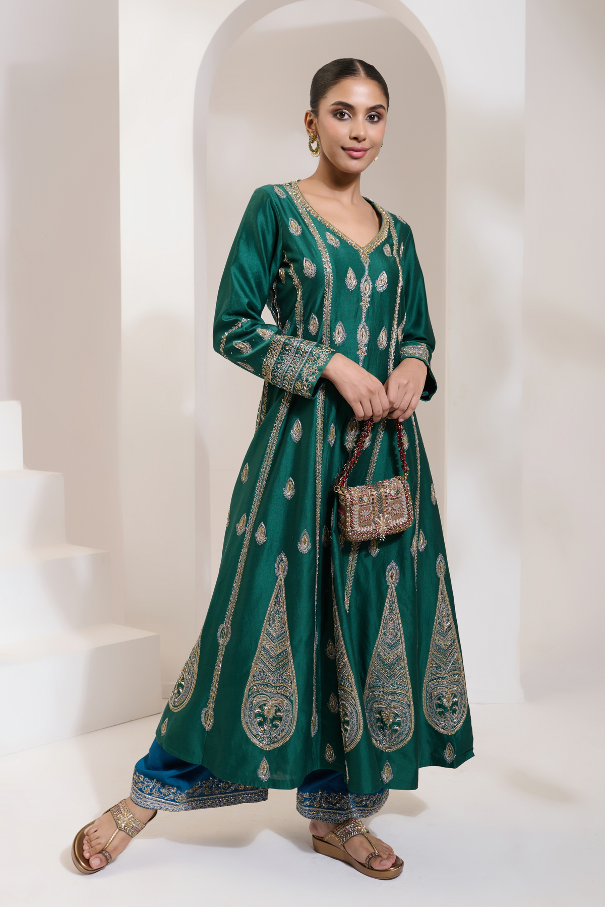 Afsana Anarkali Set Green