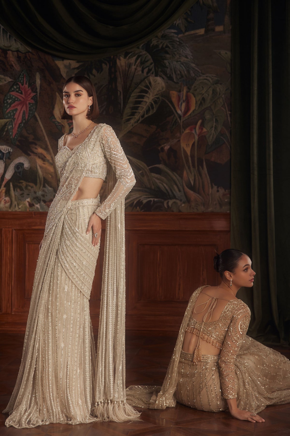 Centaurus Ivory Draped Saree