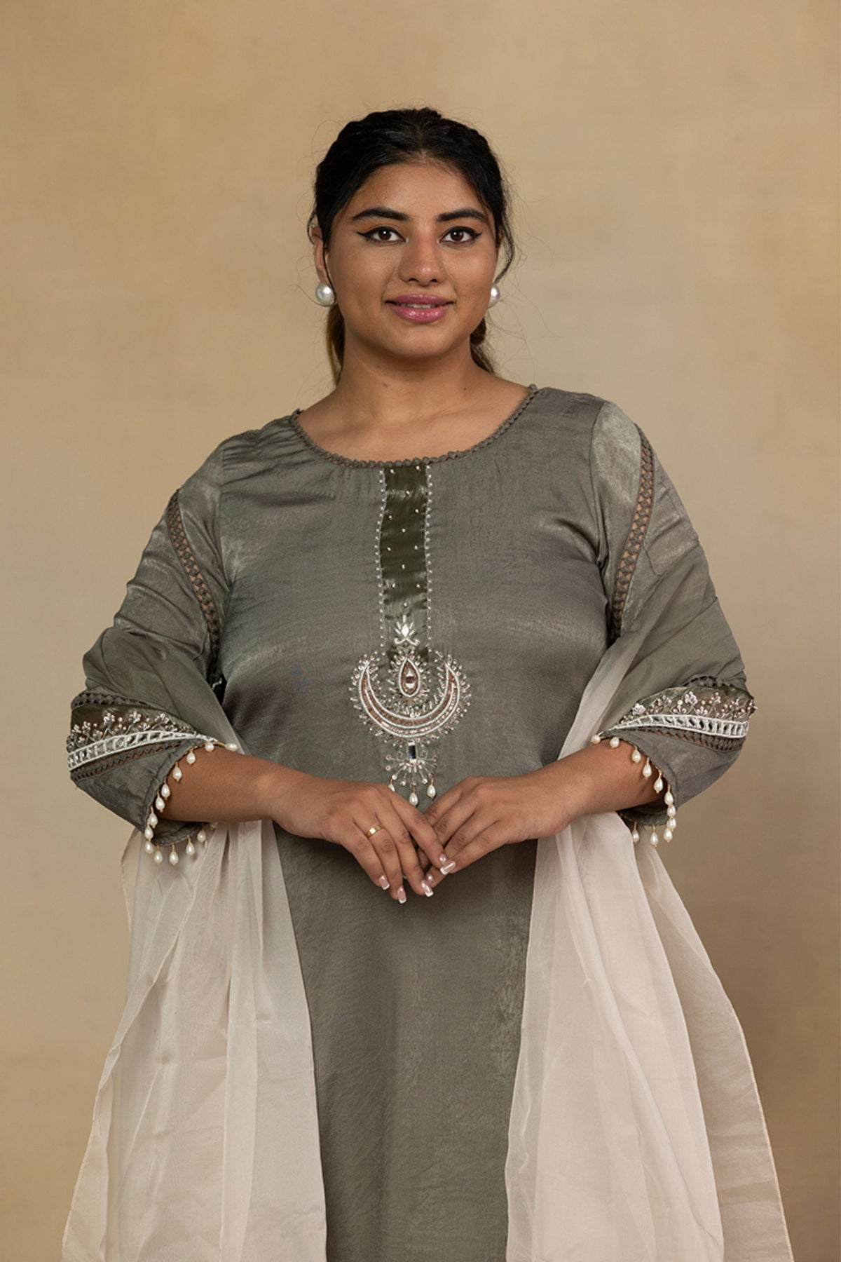 Embellished Kurta with Printed Pants