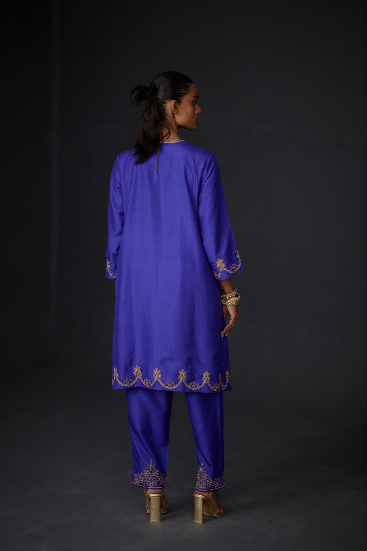 Persian Blue  Embroidered Tunic &amp; Trouser Set