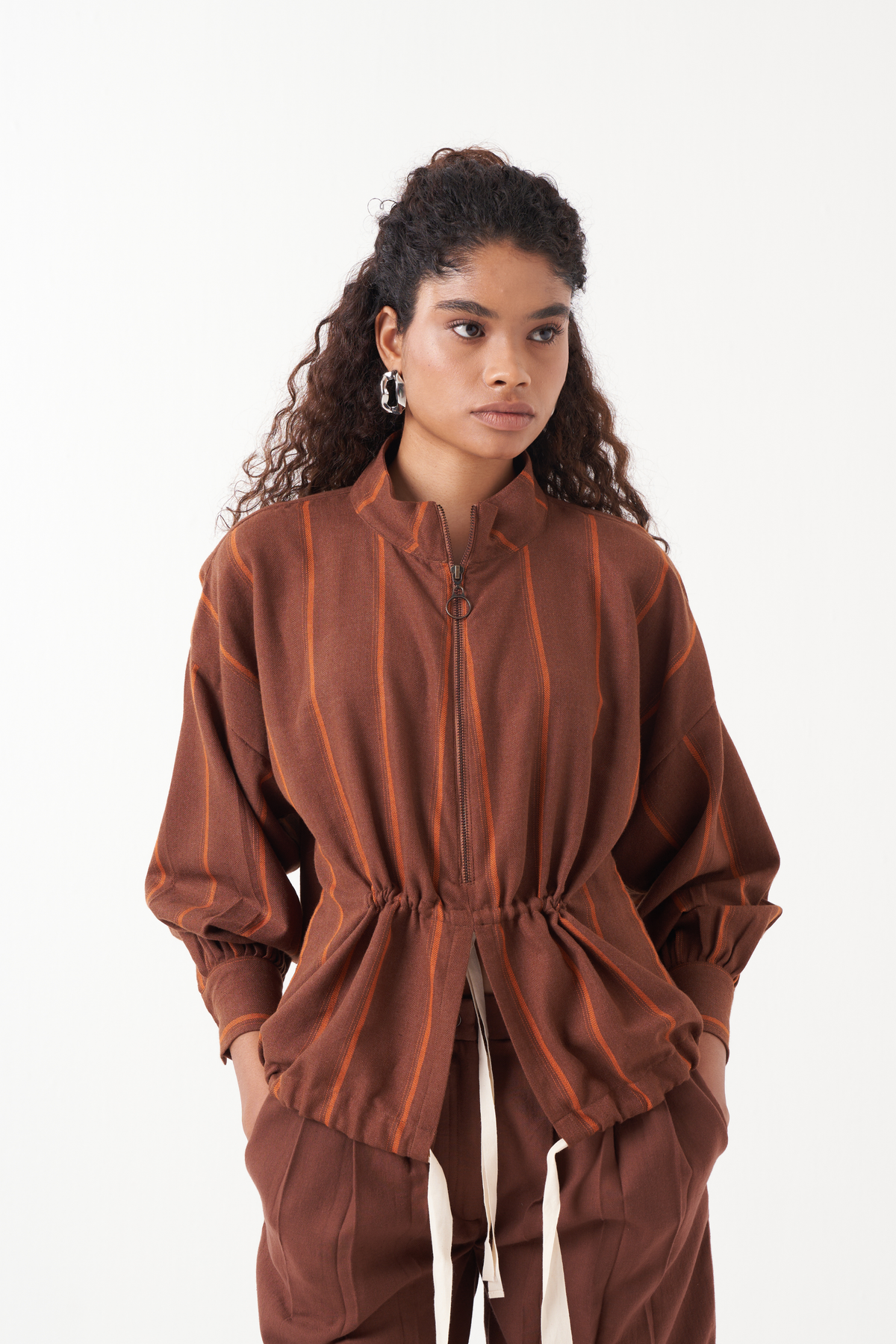 Drawstring Chocolate Brown Top