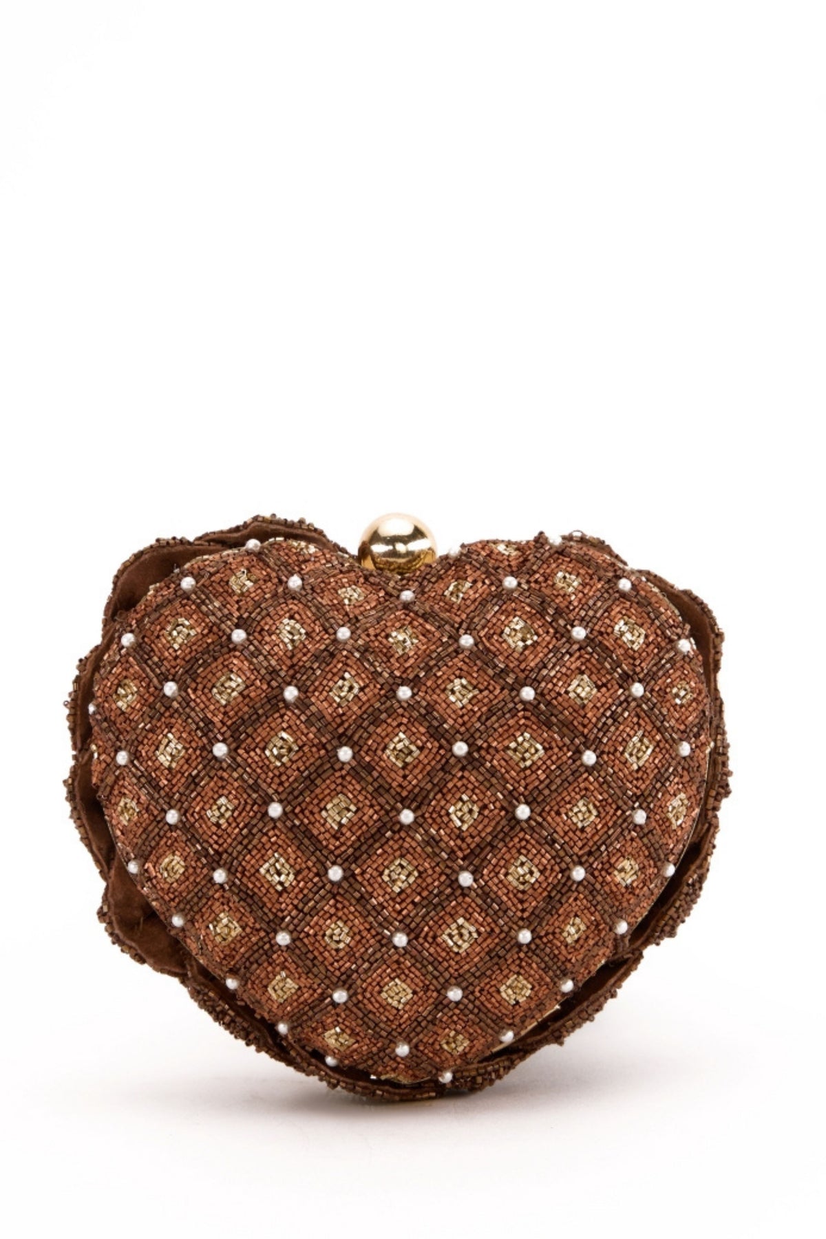 Isa Beaded Heart Clutch – Copper