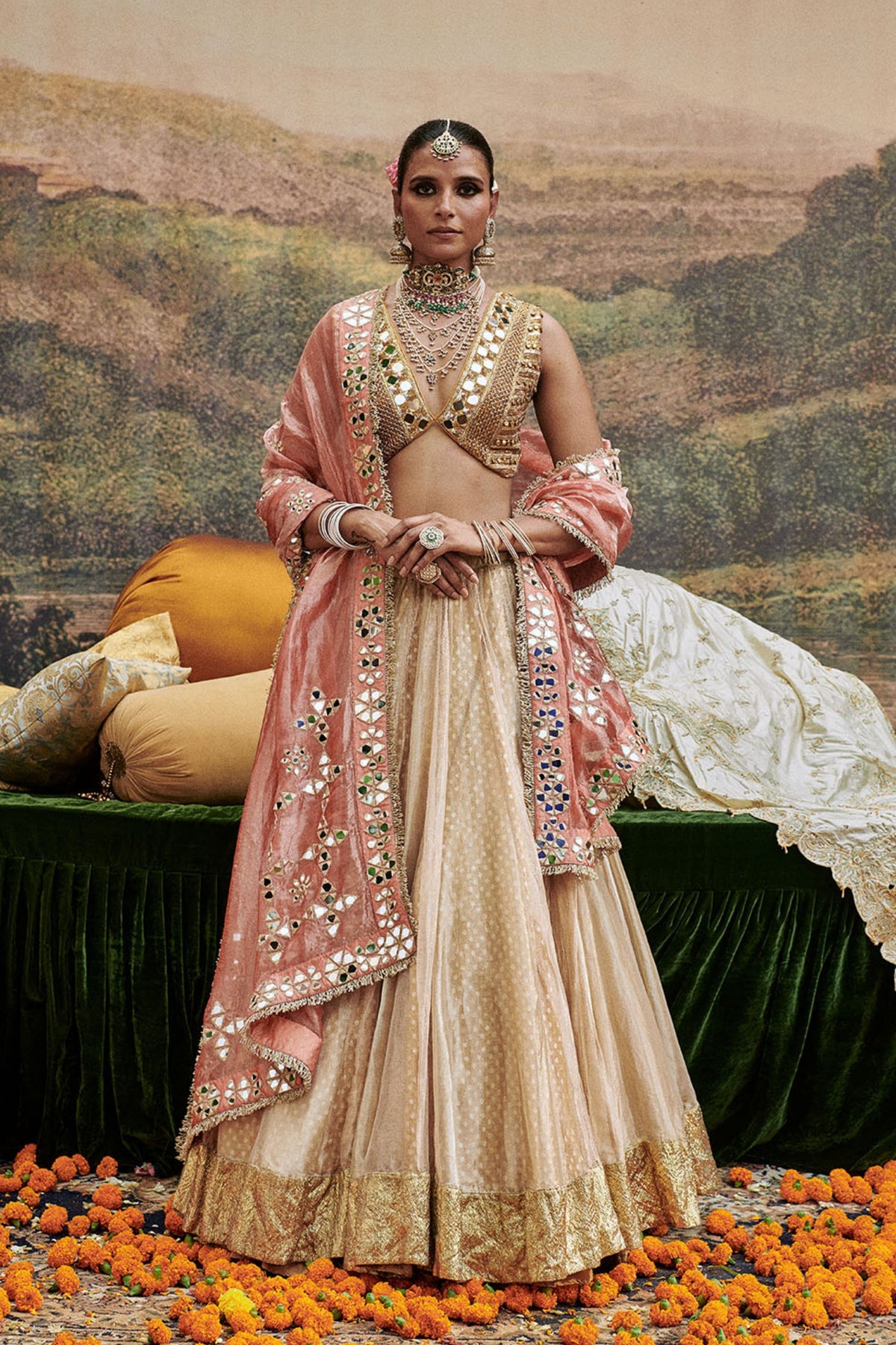 Svet Gulal Lehenga Set