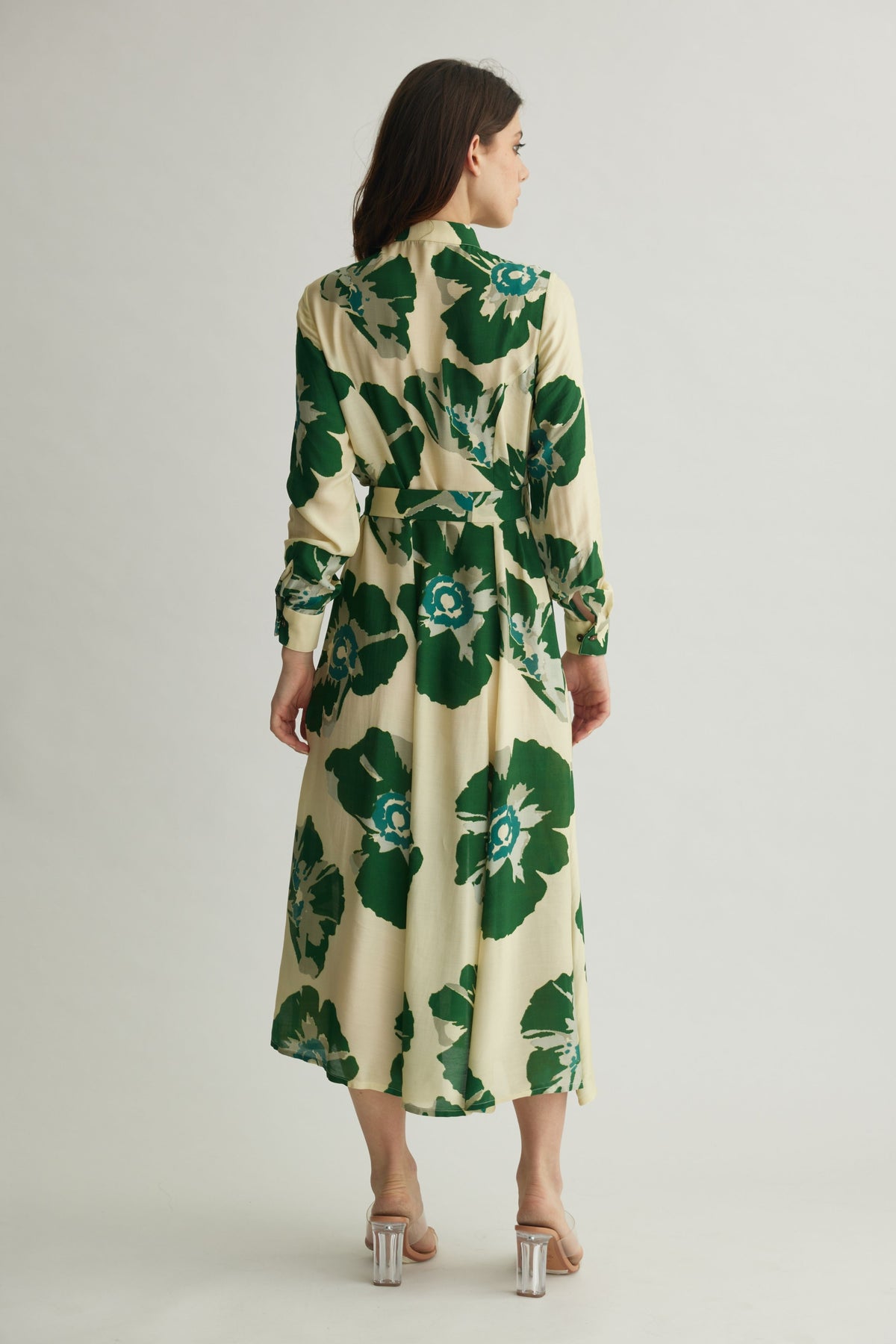 Green Floral Shirt Dress