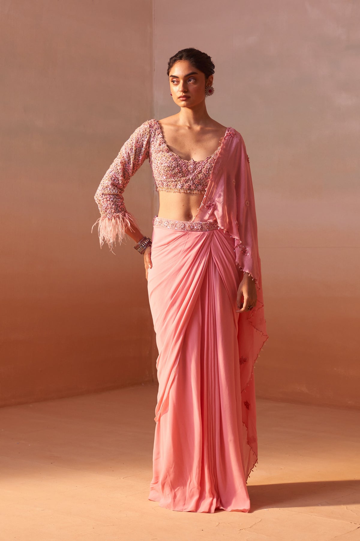 Pink Draped Saree