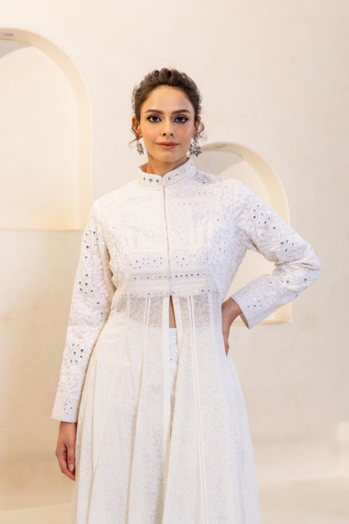 White Anarkali With Pant