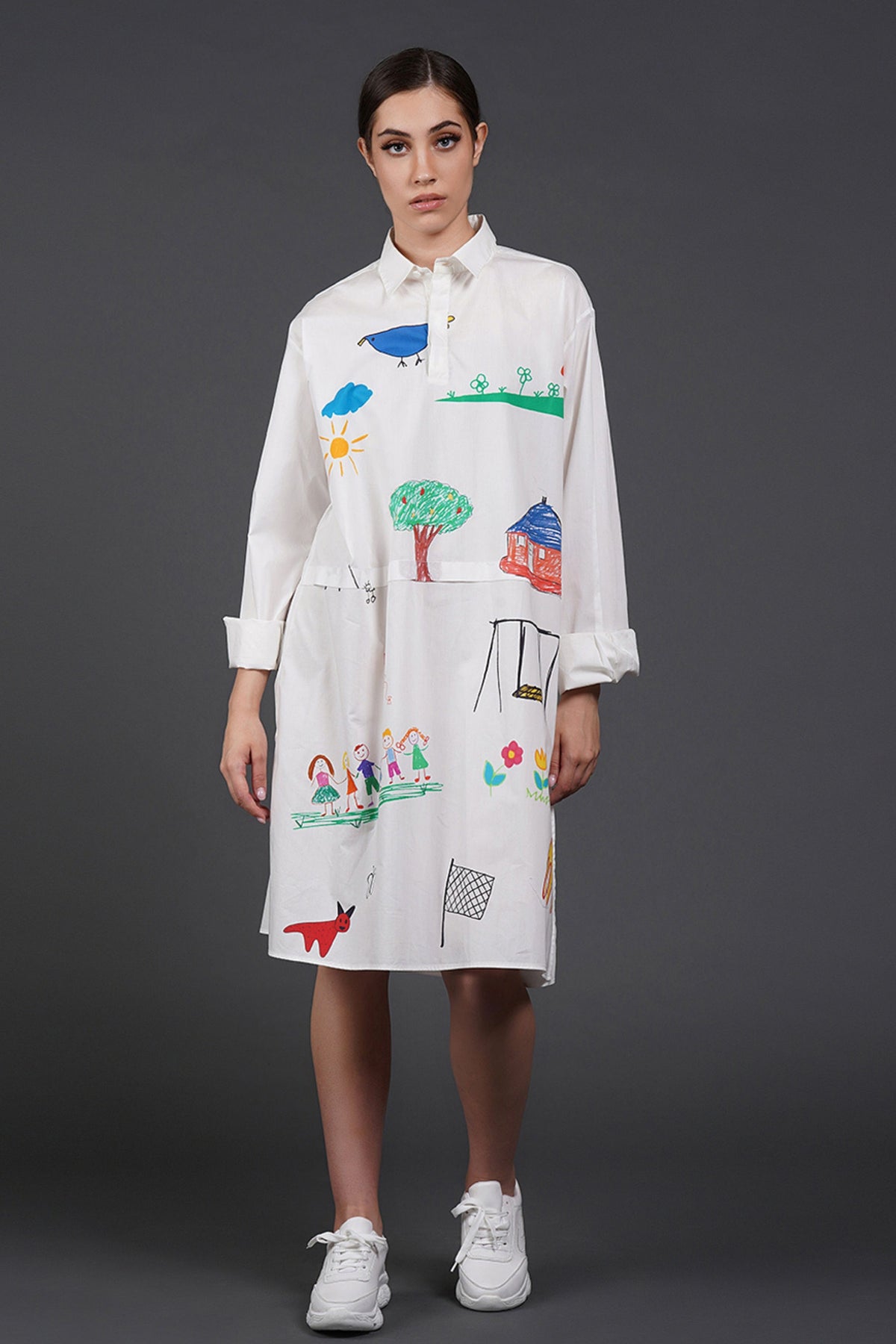 Offwhite Digtal Print Cotton Dress