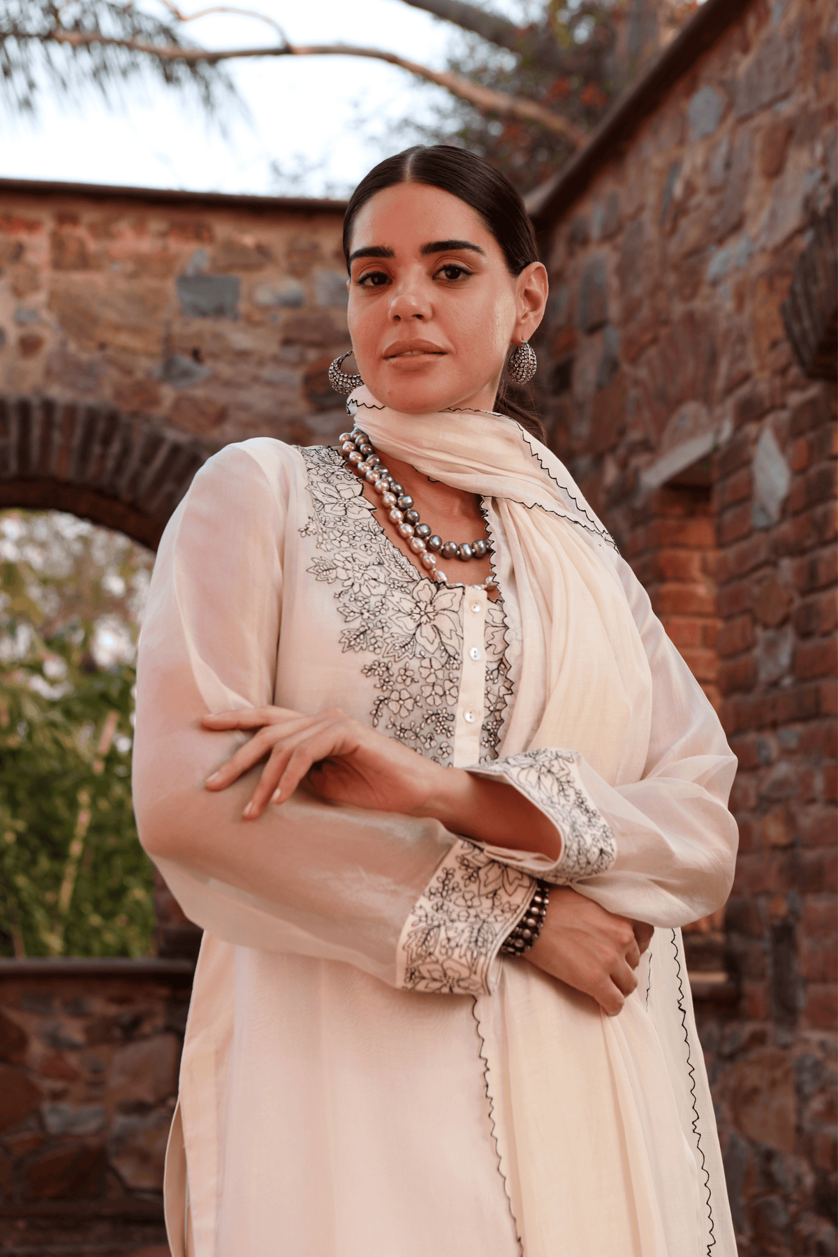 Ivory Organza Kurta And Pant