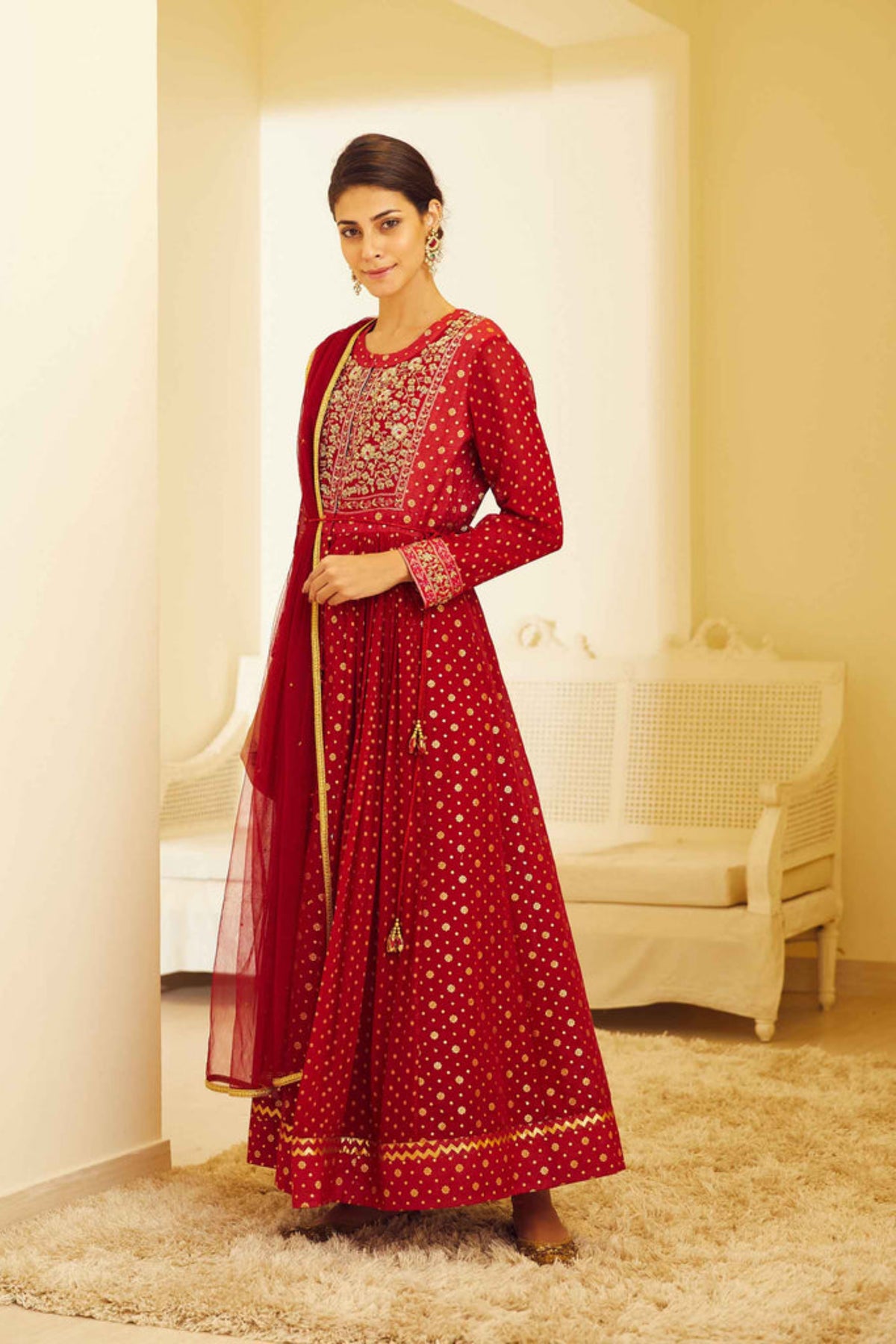 Maroon anarkali set