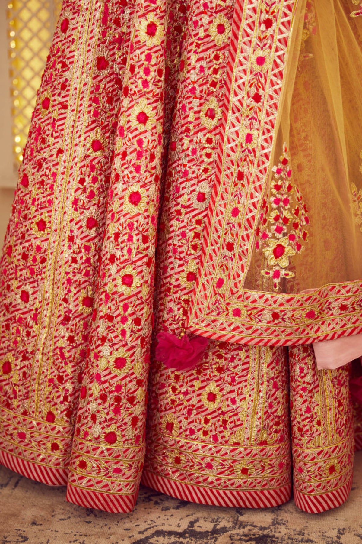 Red pink lehenga set