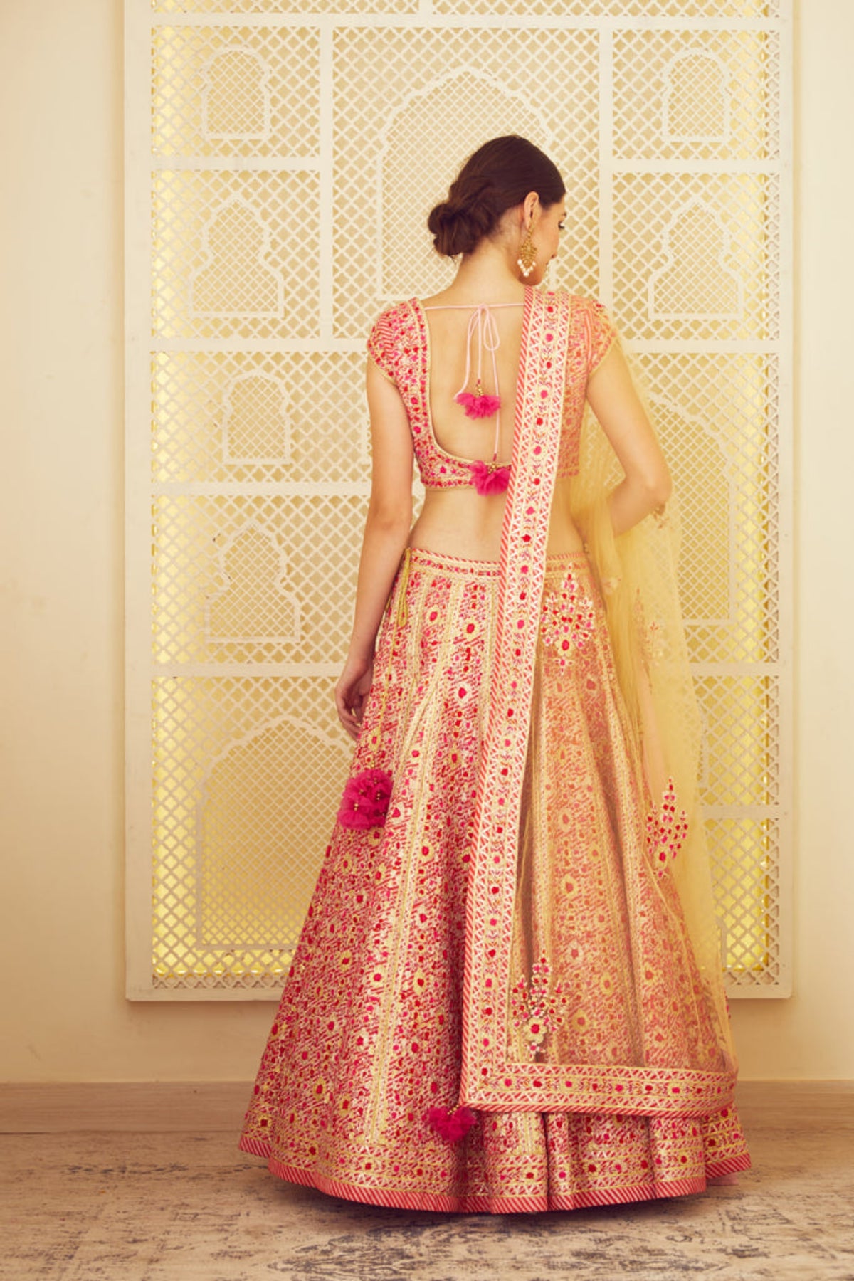 Red pink lehenga set